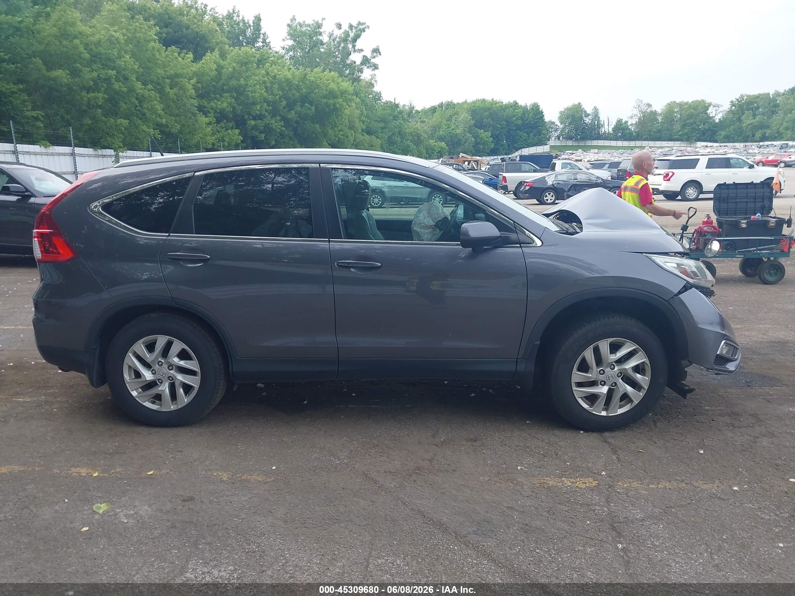 2015 Honda Cr-v Ex-l Gray vin: 5J6RM4H74FL052415