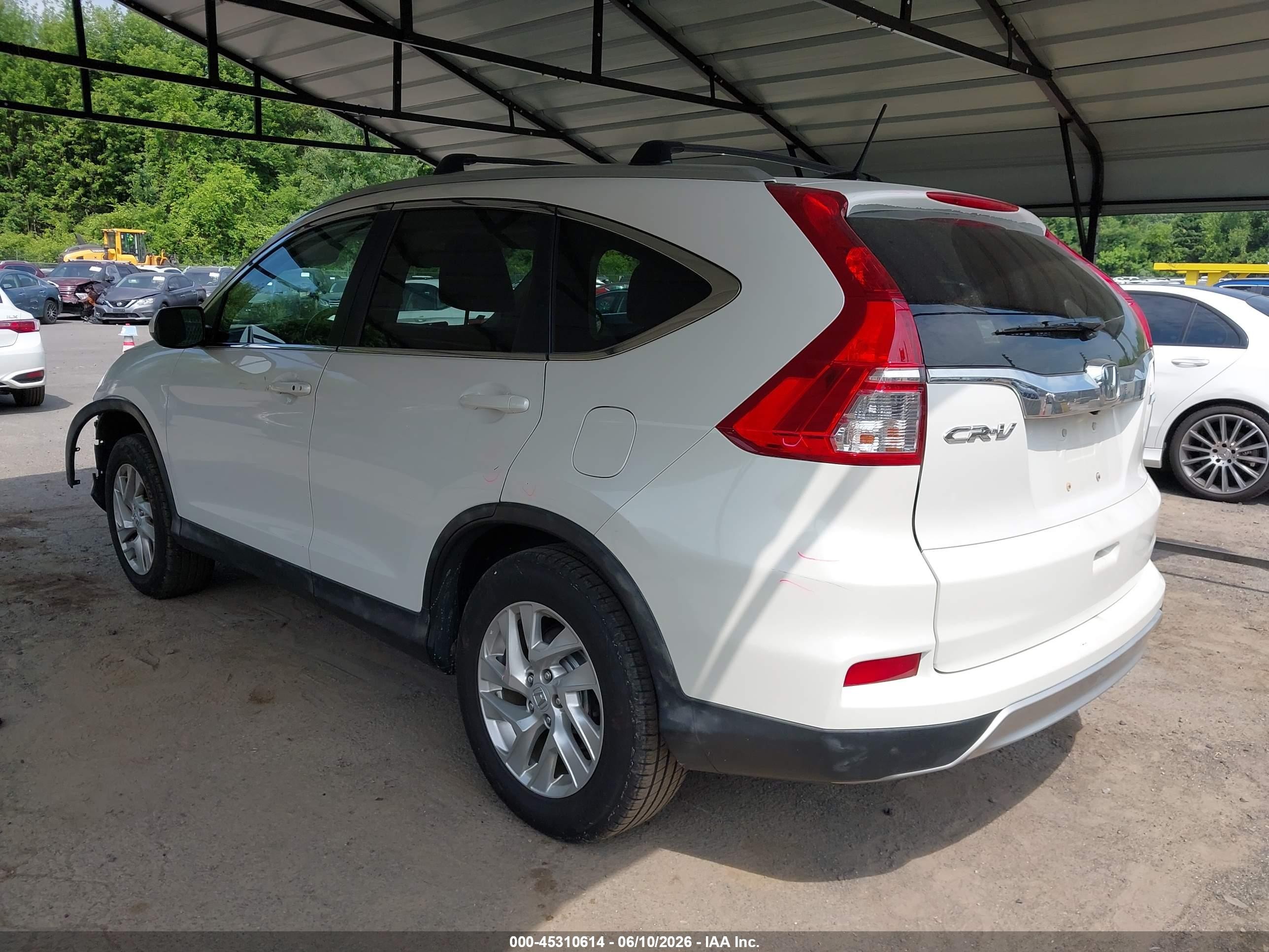 2015 Honda Cr-v Ex-l White vin: 5J6RM4H74FL068033