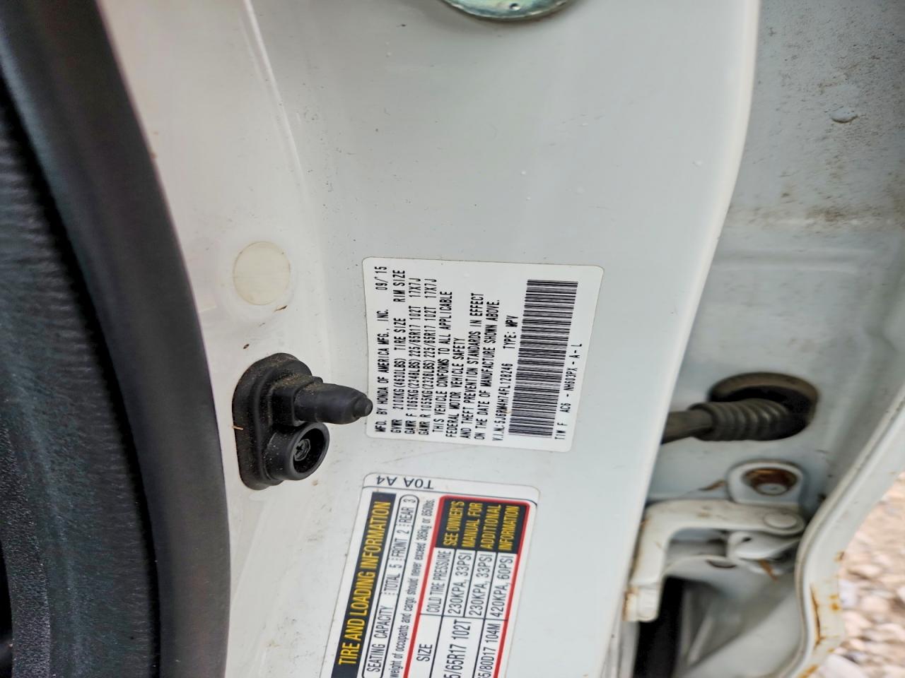 2015 Honda Cr-v Exl Белый vin: 5J6RM4H74FL128246