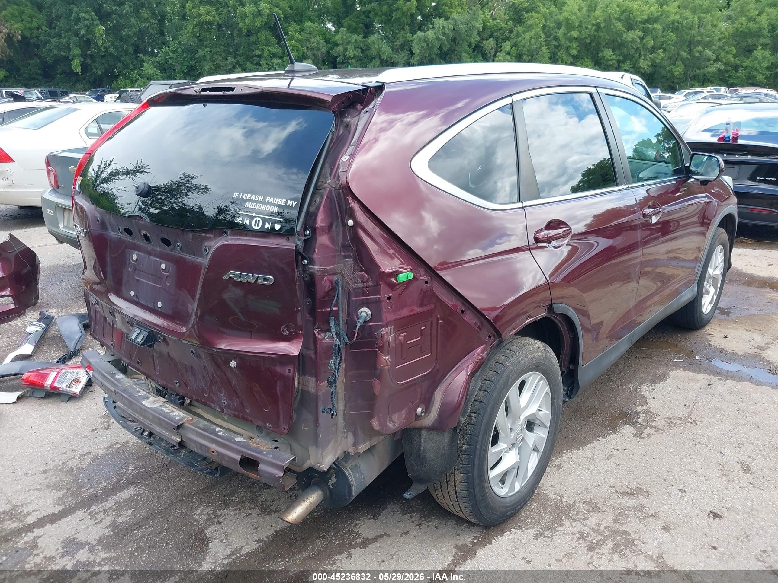 2016 Honda Cr-v Ex-l Red vin: 5J6RM4H74GL070429