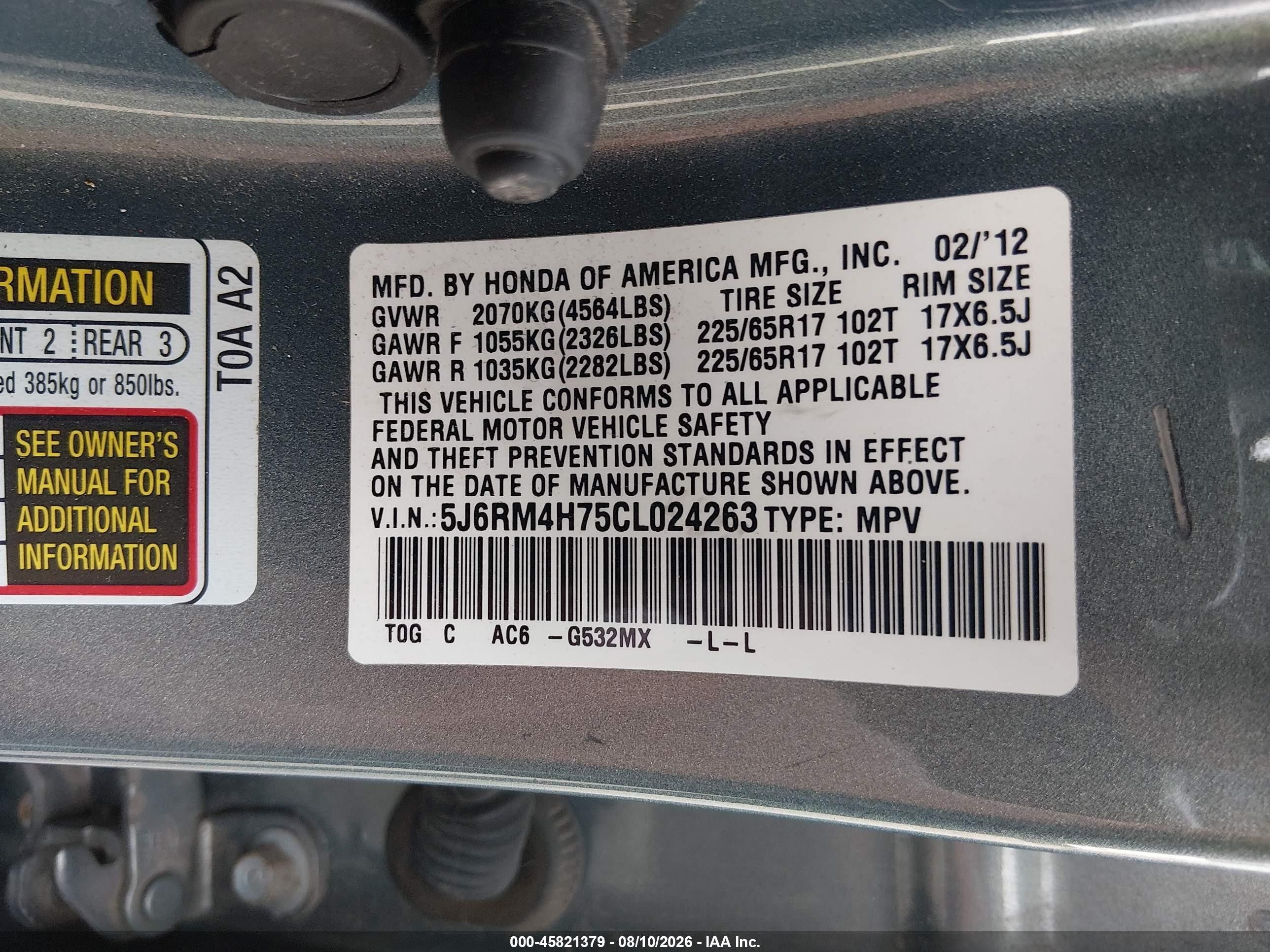 2012 Honda Cr-v Ex-l Green vin: 5J6RM4H75CL024263
