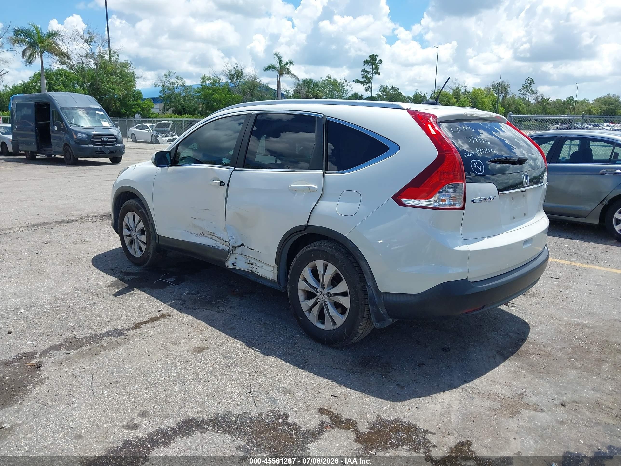 2012 Honda Cr-v Ex-l White vin: 5J6RM4H75CL061376