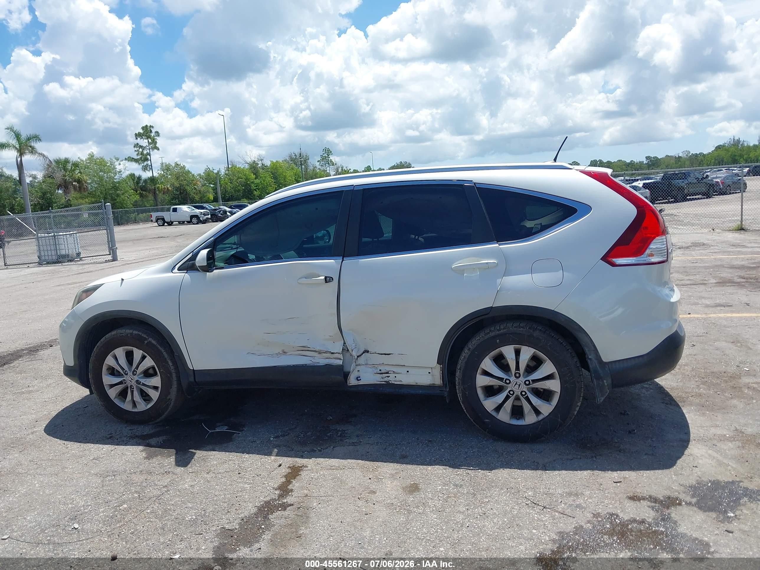 2012 Honda Cr-v Ex-l White vin: 5J6RM4H75CL061376
