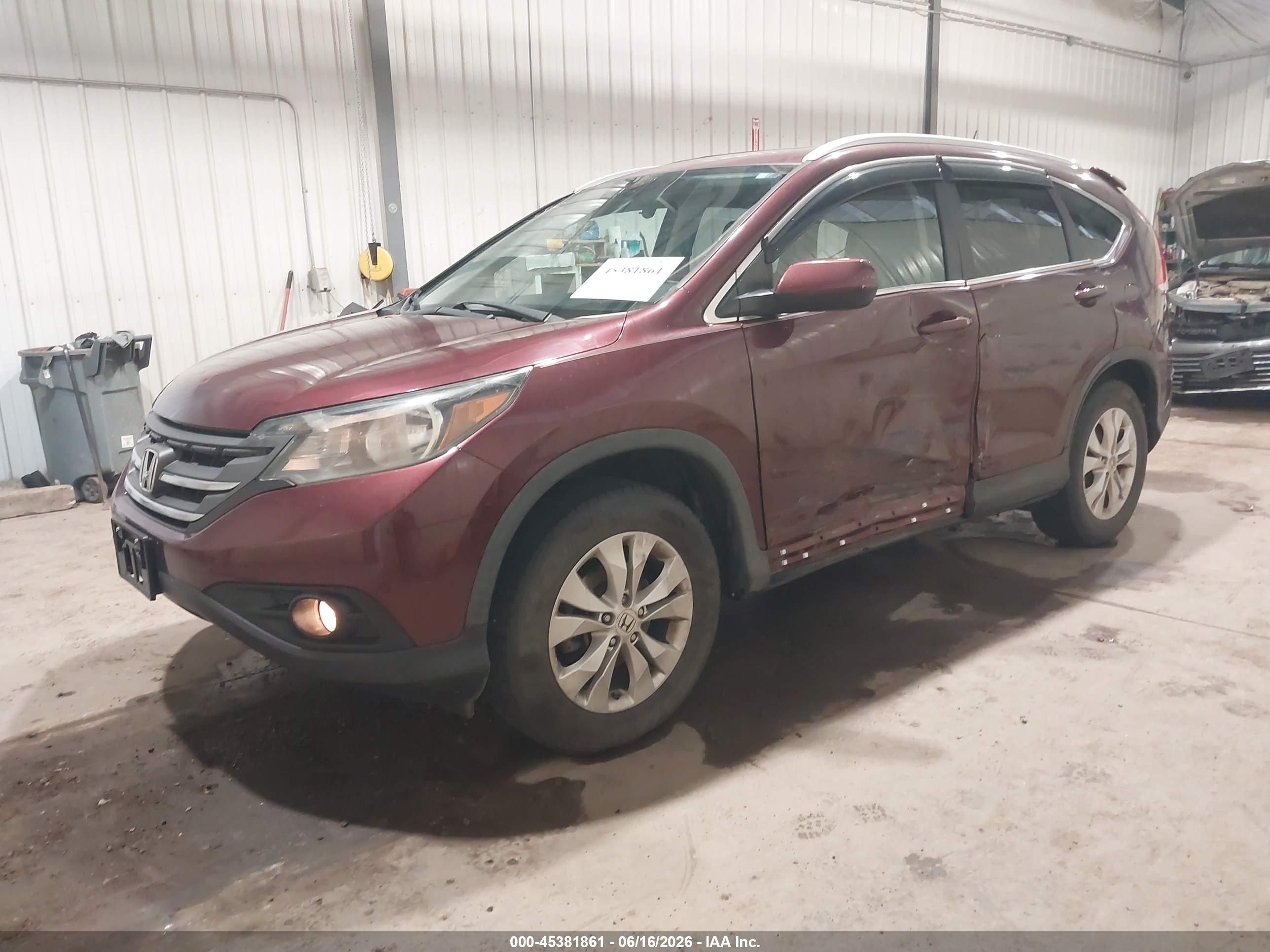 2013 Honda Cr-v Ex-l Burgundy vin: 5J6RM4H75DL057202