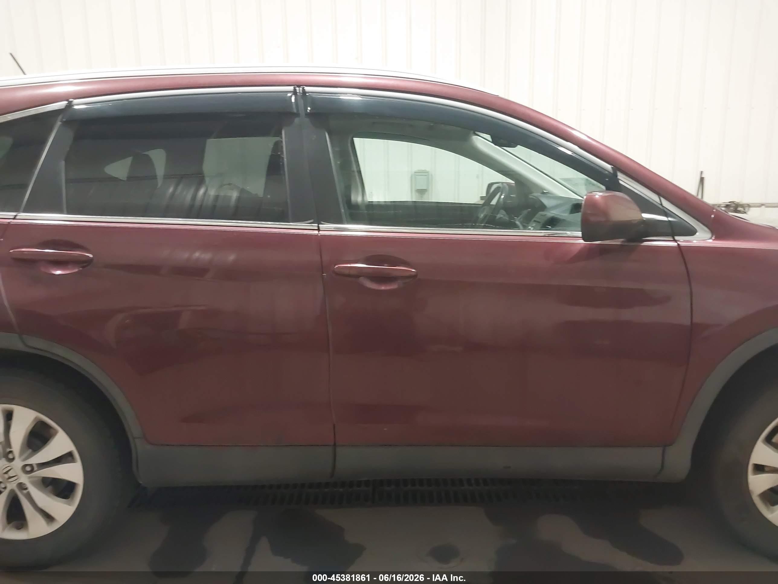 2013 Honda Cr-v Ex-l Burgundy vin: 5J6RM4H75DL057202