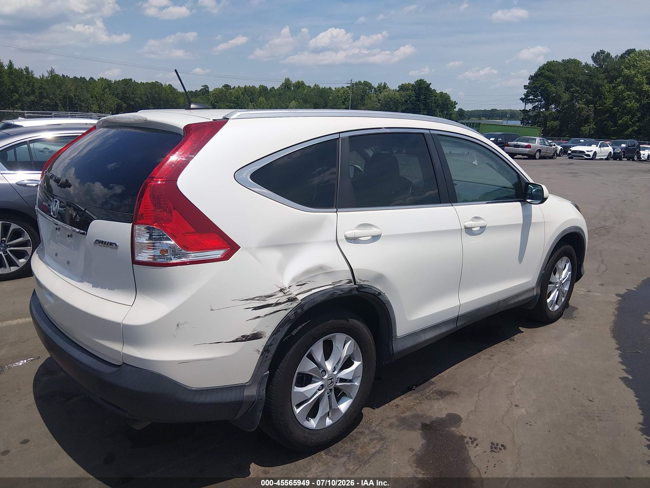 2013 Honda Cr-v Ex-l White vin: 5J6RM4H75DL072430