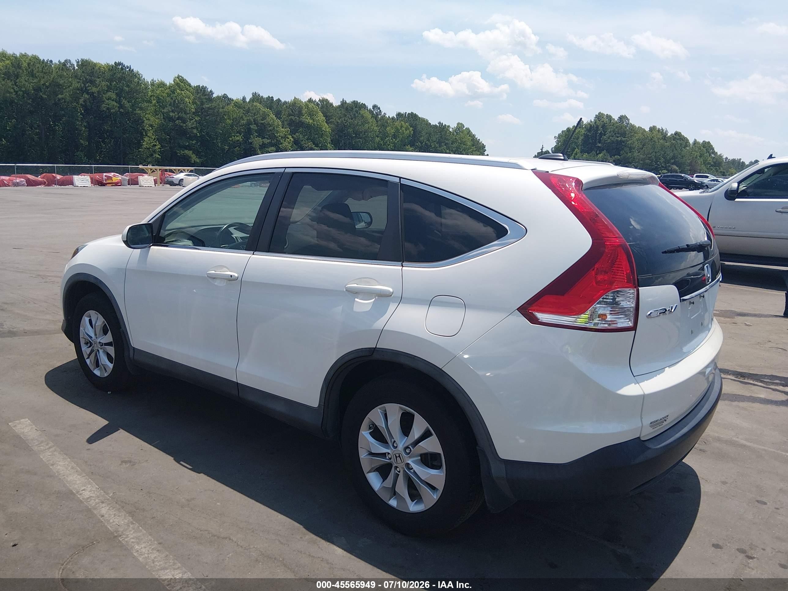 2013 Honda Cr-v Ex-l White vin: 5J6RM4H75DL072430
