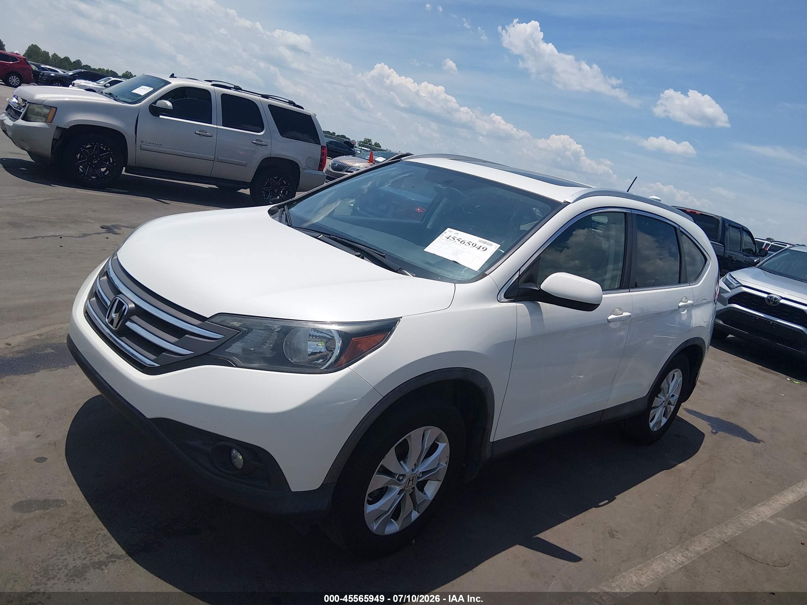 2013 Honda Cr-v Ex-l White vin: 5J6RM4H75DL072430