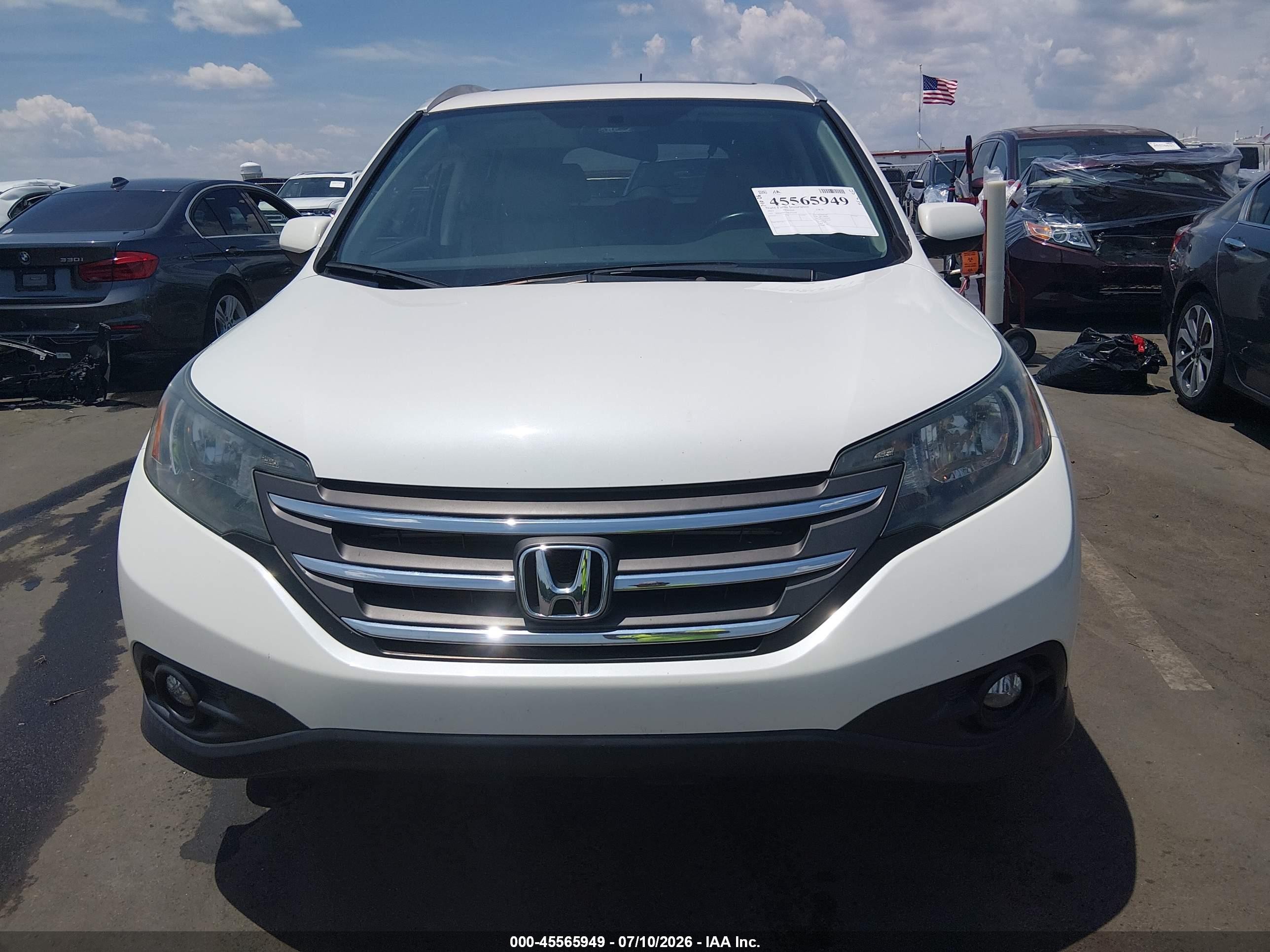 2013 Honda Cr-v Ex-l White vin: 5J6RM4H75DL072430