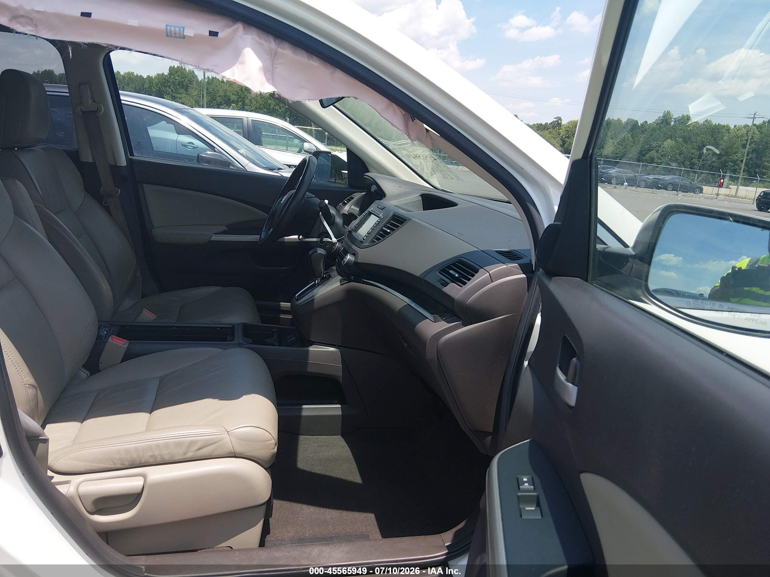 2013 Honda Cr-v Ex-l White vin: 5J6RM4H75DL072430