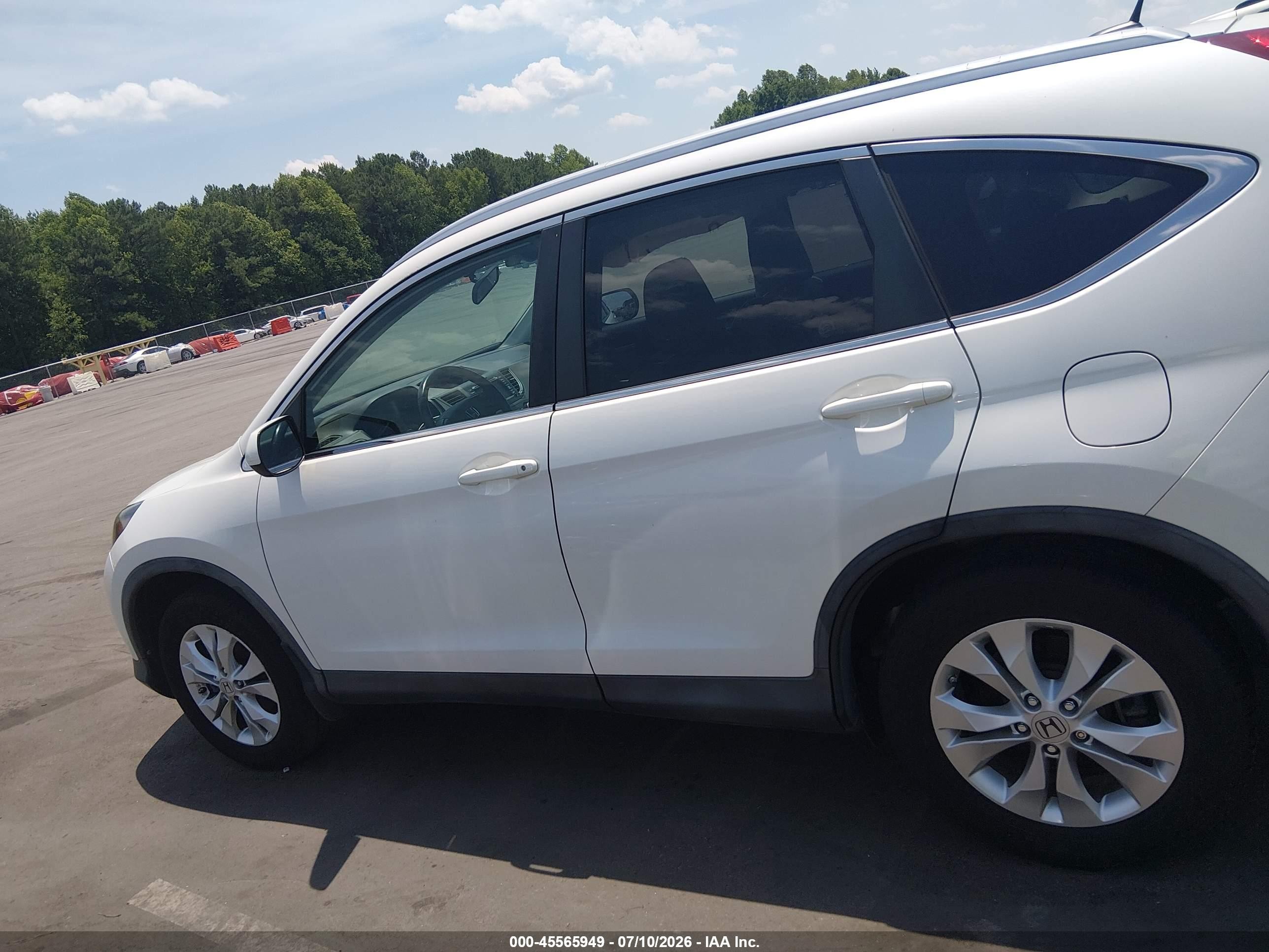2013 Honda Cr-v Ex-l White vin: 5J6RM4H75DL072430