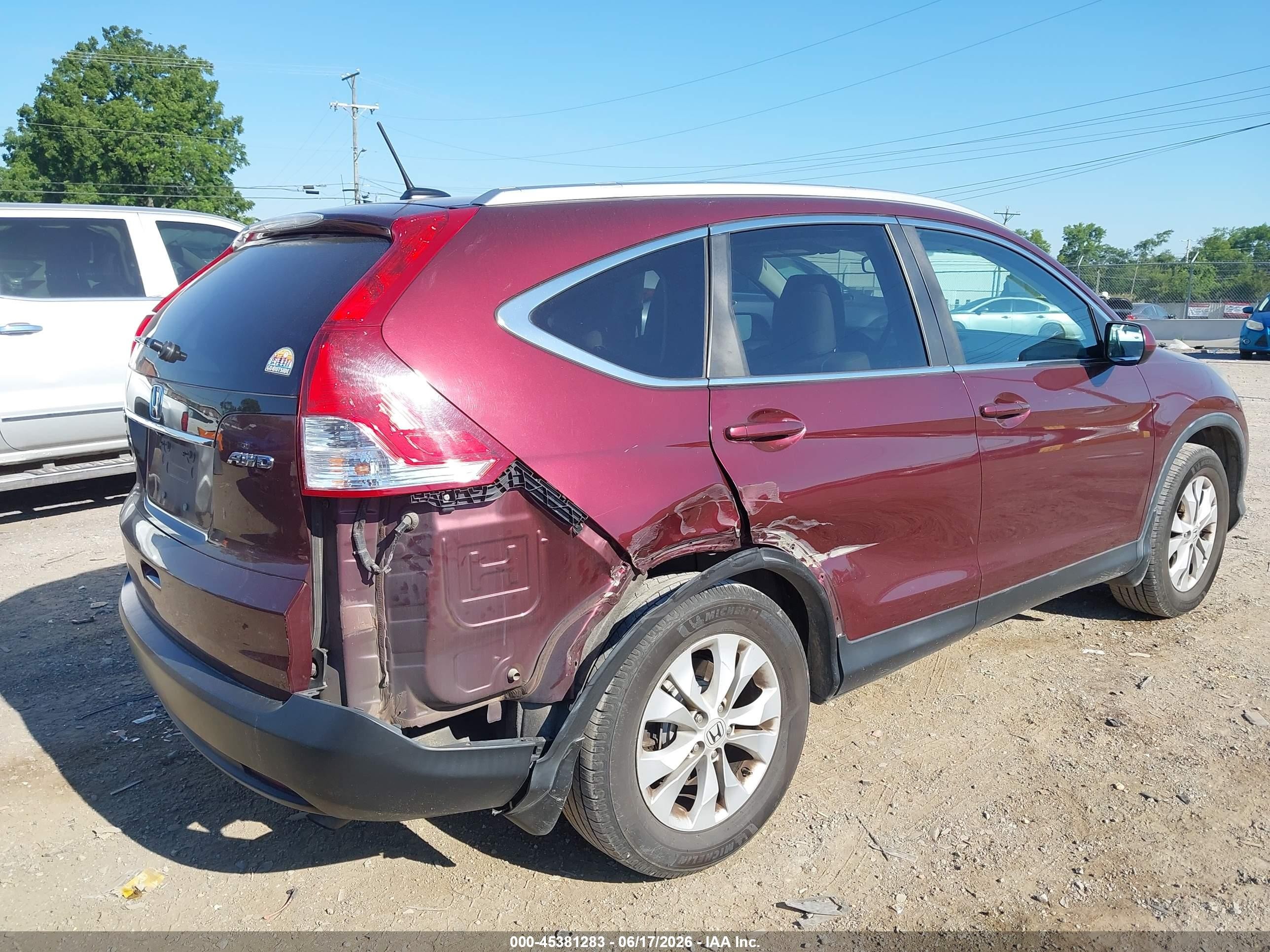 2014 Honda Cr-v Ex-l Красный vin: 5J6RM4H75EL001617