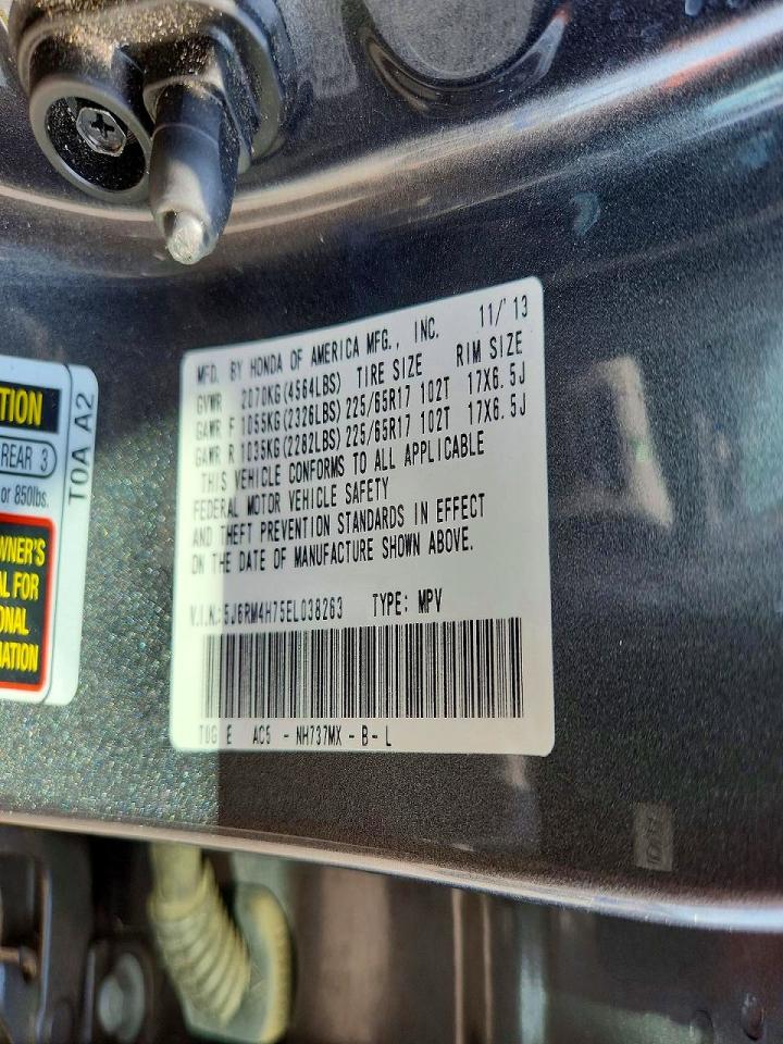 2014 Honda Cr-v Exl Gray vin: 5J6RM4H75EL038263