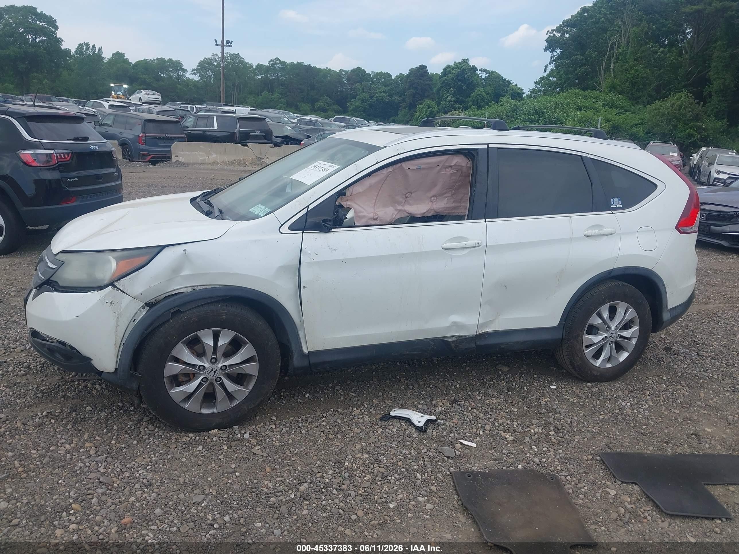 2014 Honda Cr-v Ex-l White vin: 5J6RM4H75EL057833
