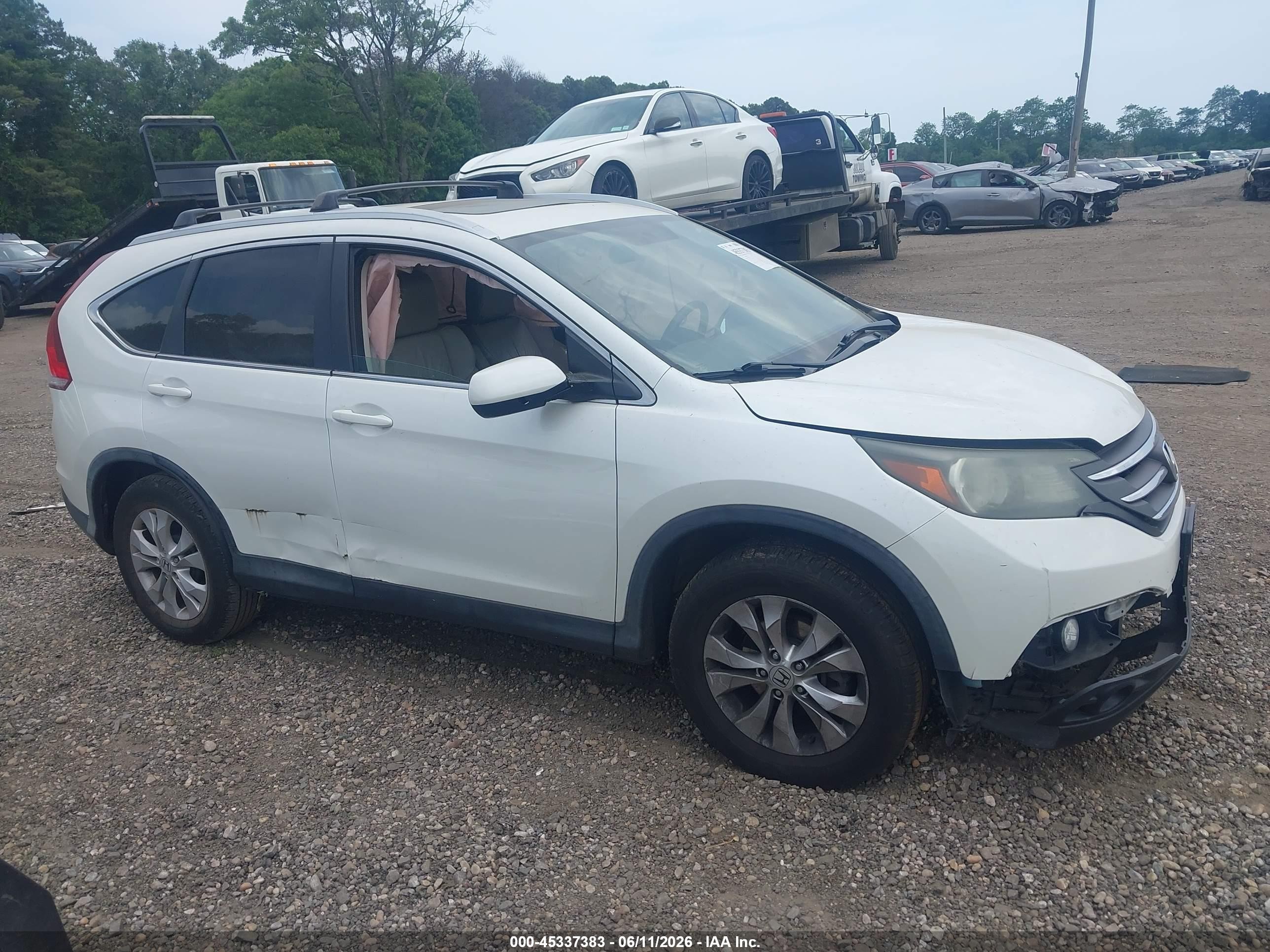 2014 Honda Cr-v Ex-l White vin: 5J6RM4H75EL057833