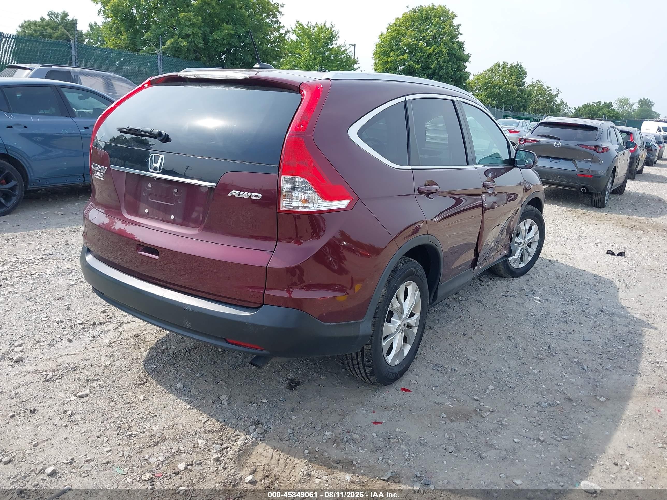 2014 Honda Cr-v Ex-l Бордовый vin: 5J6RM4H75EL113110