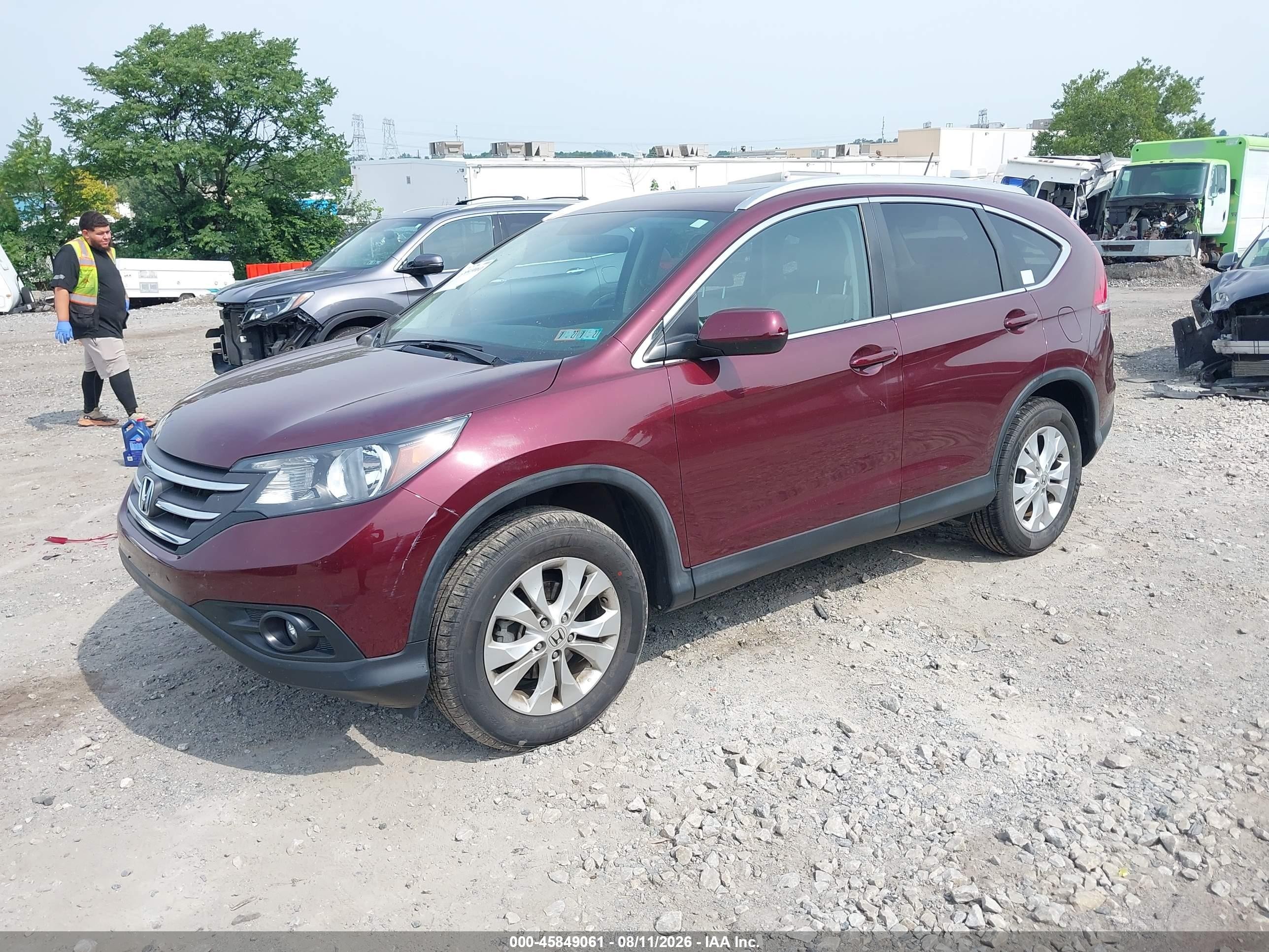 2014 Honda Cr-v Ex-l Бордовый vin: 5J6RM4H75EL113110