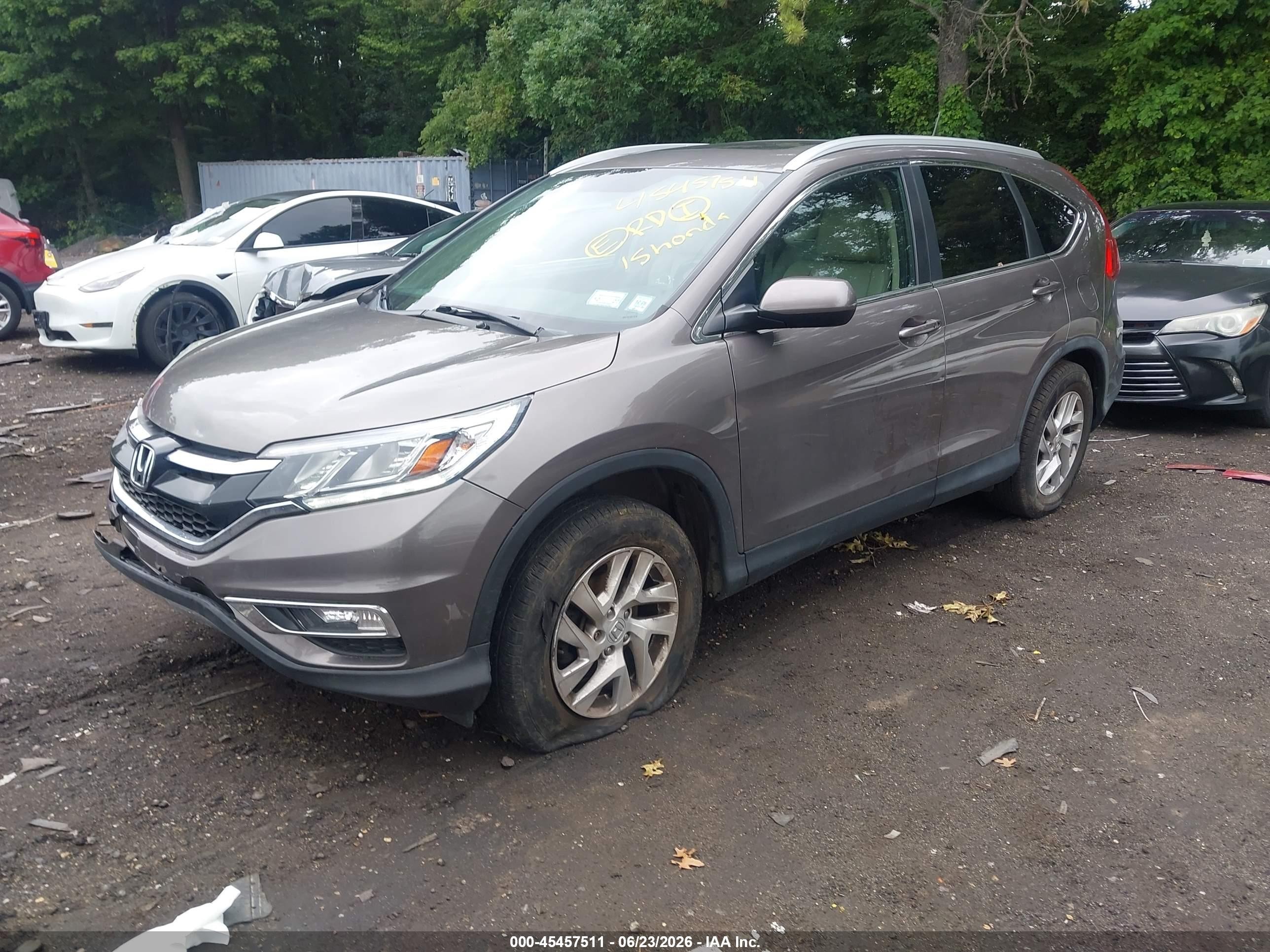 2015 Honda Cr-v Ex-l Gray vin: 5J6RM4H75FL042394