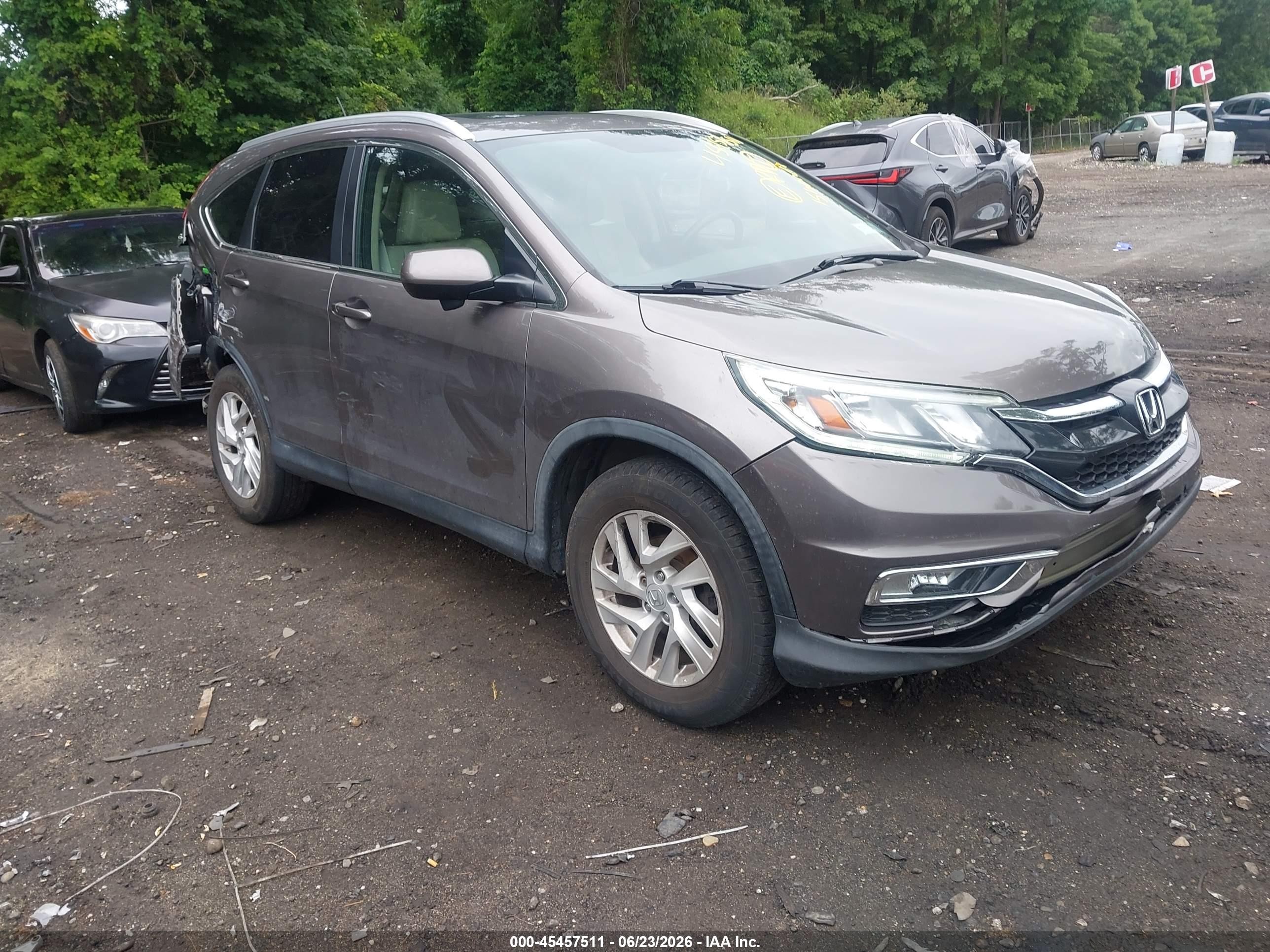 2015 Honda Cr-v Ex-l Gray vin: 5J6RM4H75FL042394