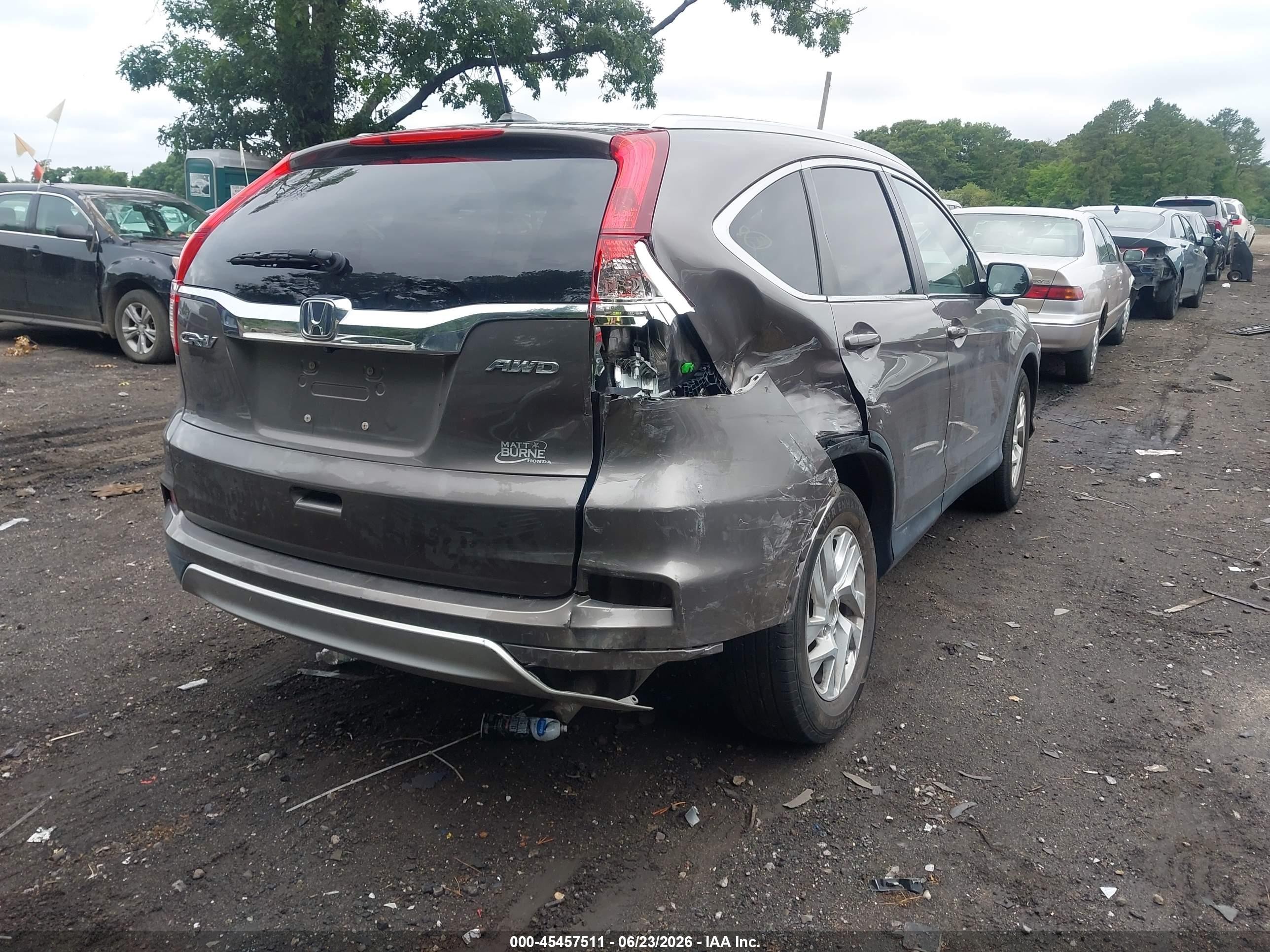 2015 Honda Cr-v Ex-l Gray vin: 5J6RM4H75FL042394