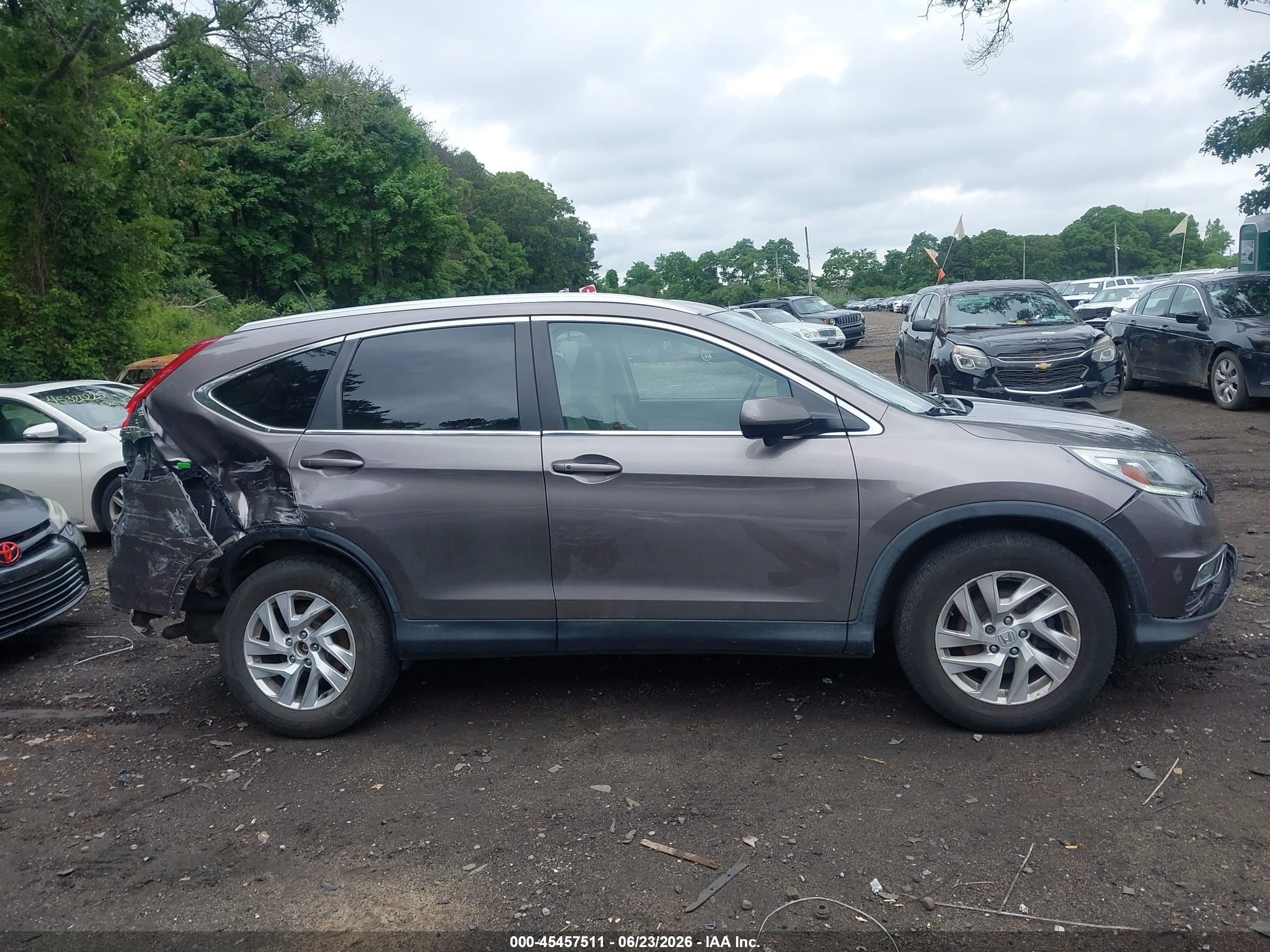 2015 Honda Cr-v Ex-l Gray vin: 5J6RM4H75FL042394