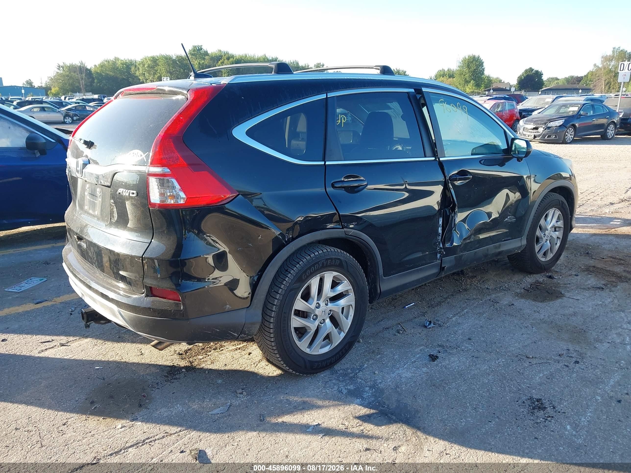 2015 Honda Cr-v Ex-l Black vin: 5J6RM4H75FL044288