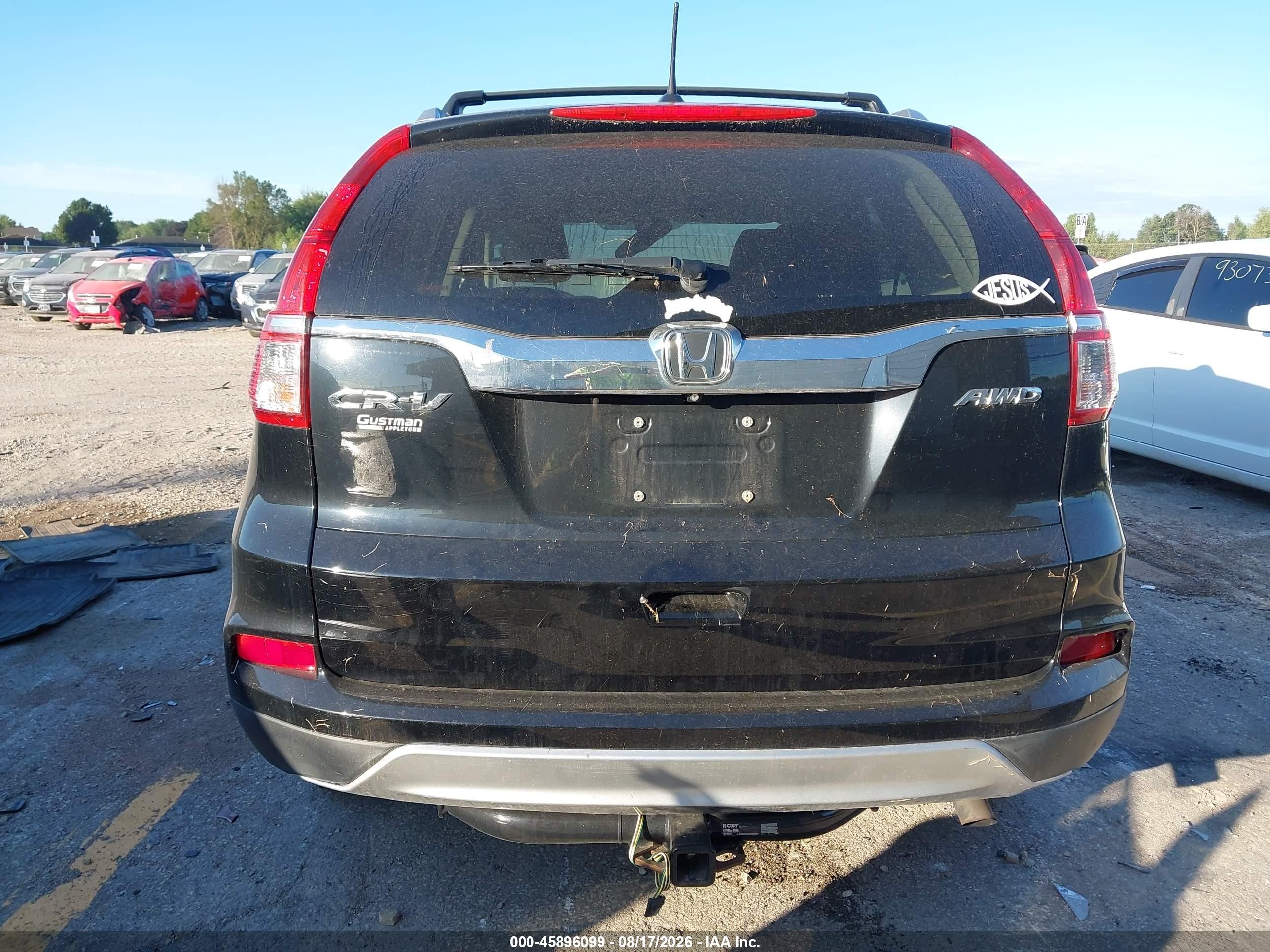 2015 Honda Cr-v Ex-l Black vin: 5J6RM4H75FL044288