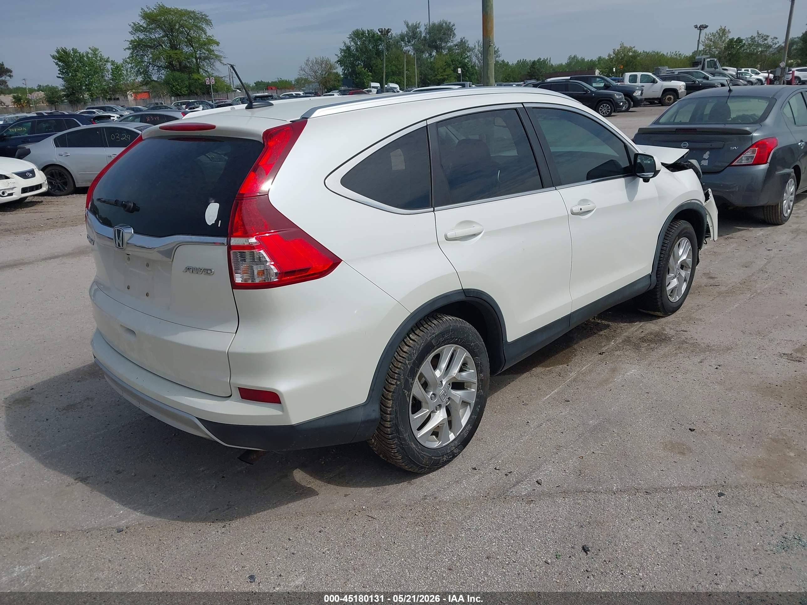 2015 Honda Cr-v Ex-l White vin: 5J6RM4H75FL083169
