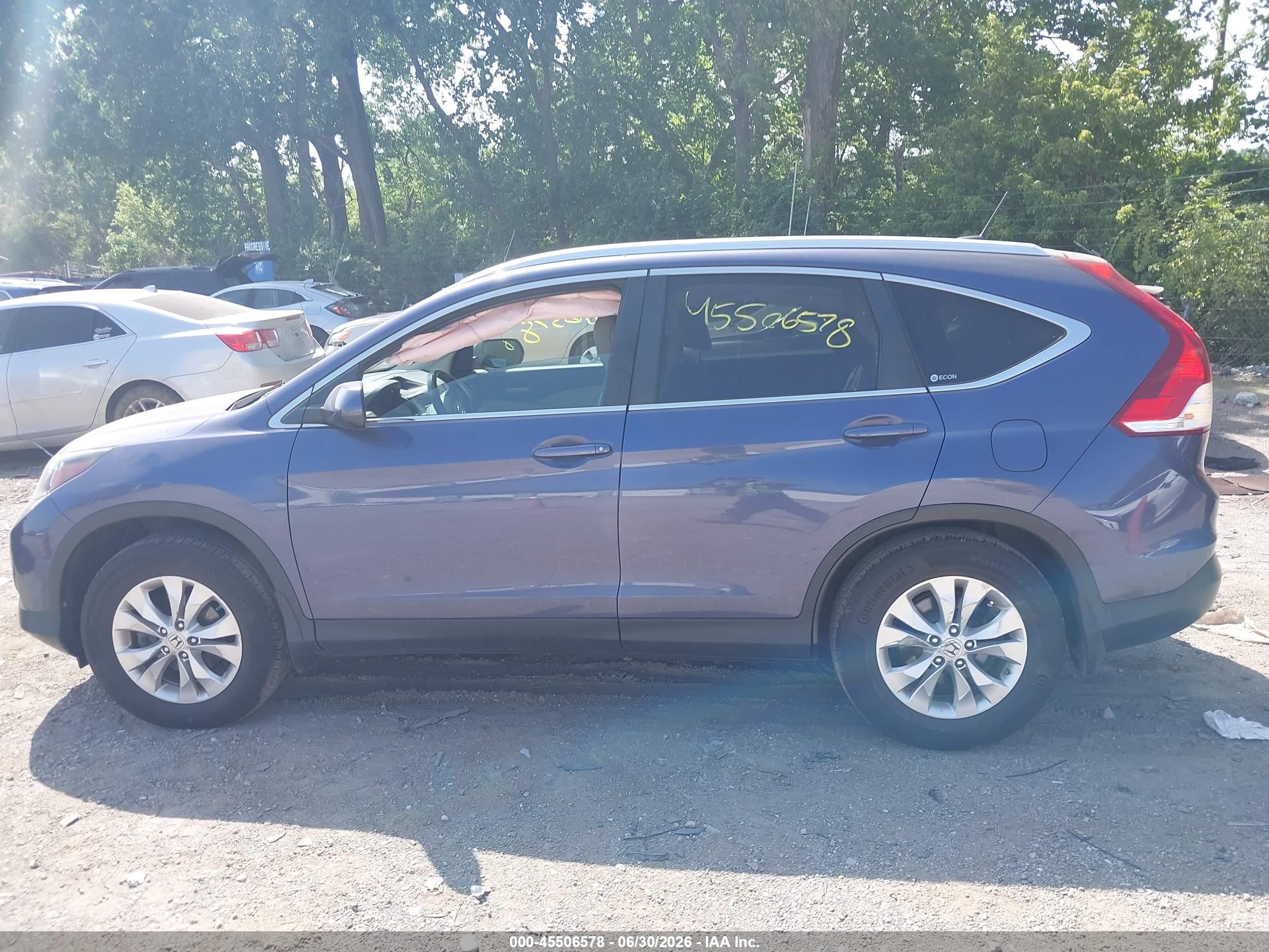 2012 Honda Cr-v Ex-l Blue vin: 5J6RM4H76CL029178