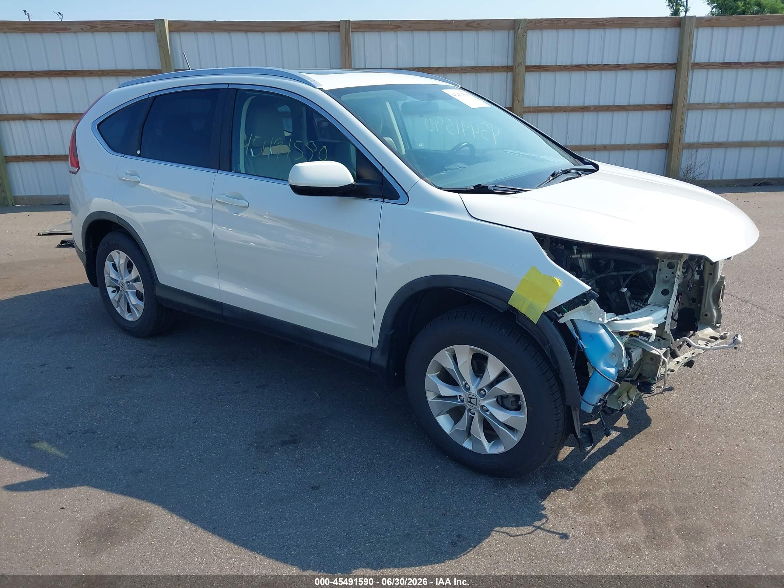 2012 Honda Cr-v Ex-l White vin: 5J6RM4H76CL037281