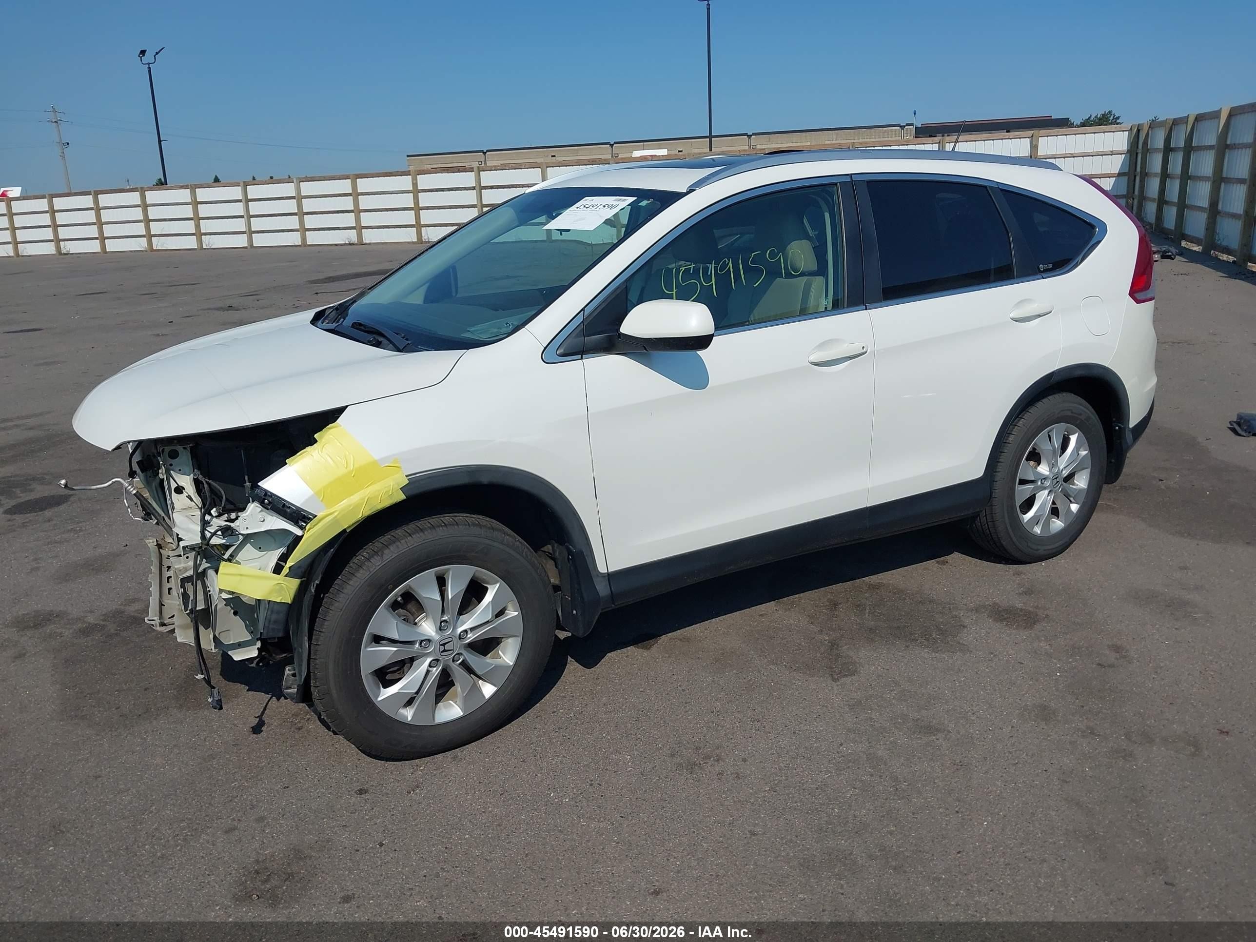 2012 Honda Cr-v Ex-l White vin: 5J6RM4H76CL037281