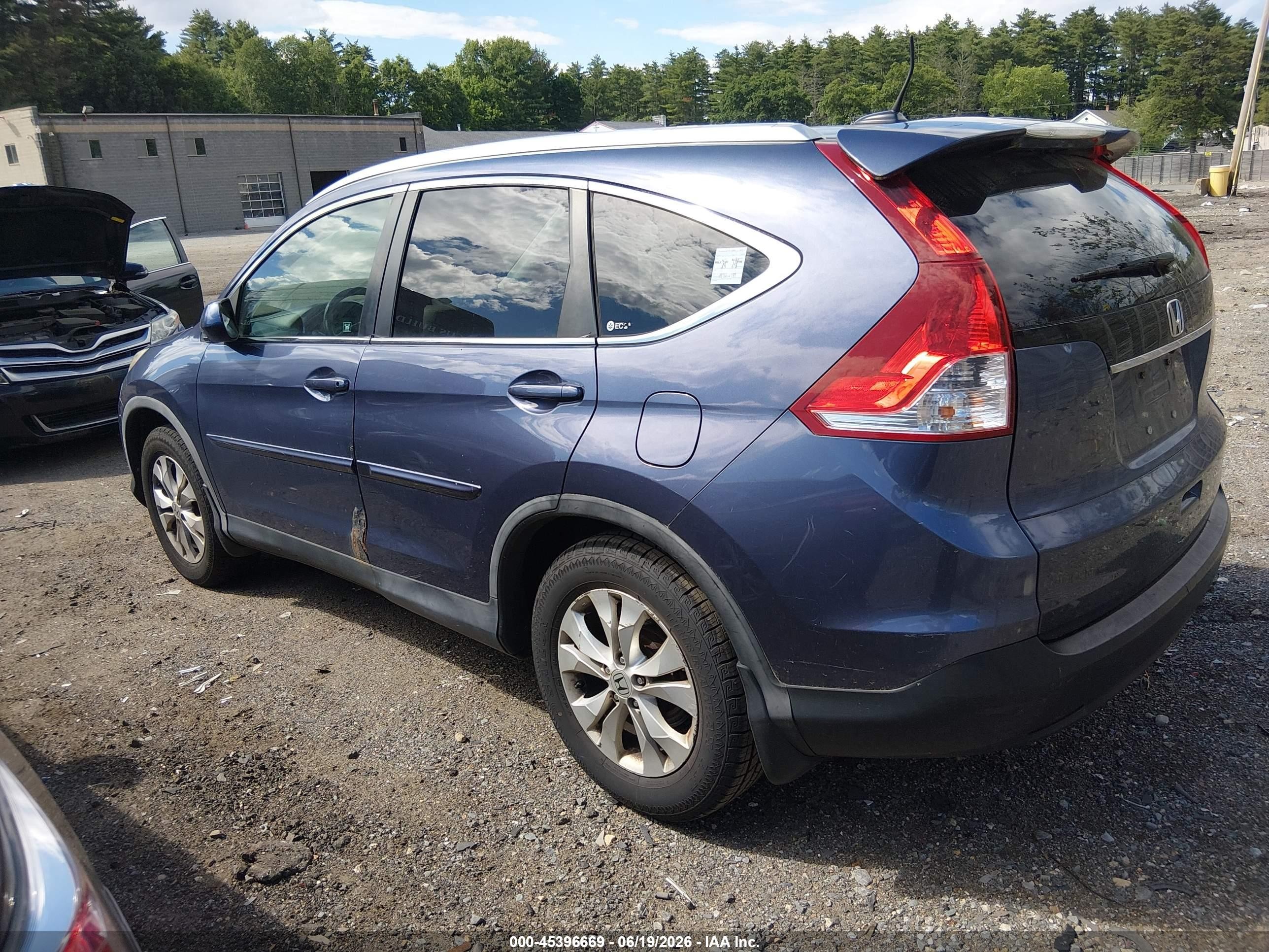 2012 Honda Cr-v Ex-l Blue vin: 5J6RM4H76CL077490