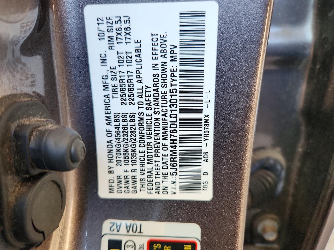 2013 Honda Cr-v Exl Gray vin: 5J6RM4H76DL013015