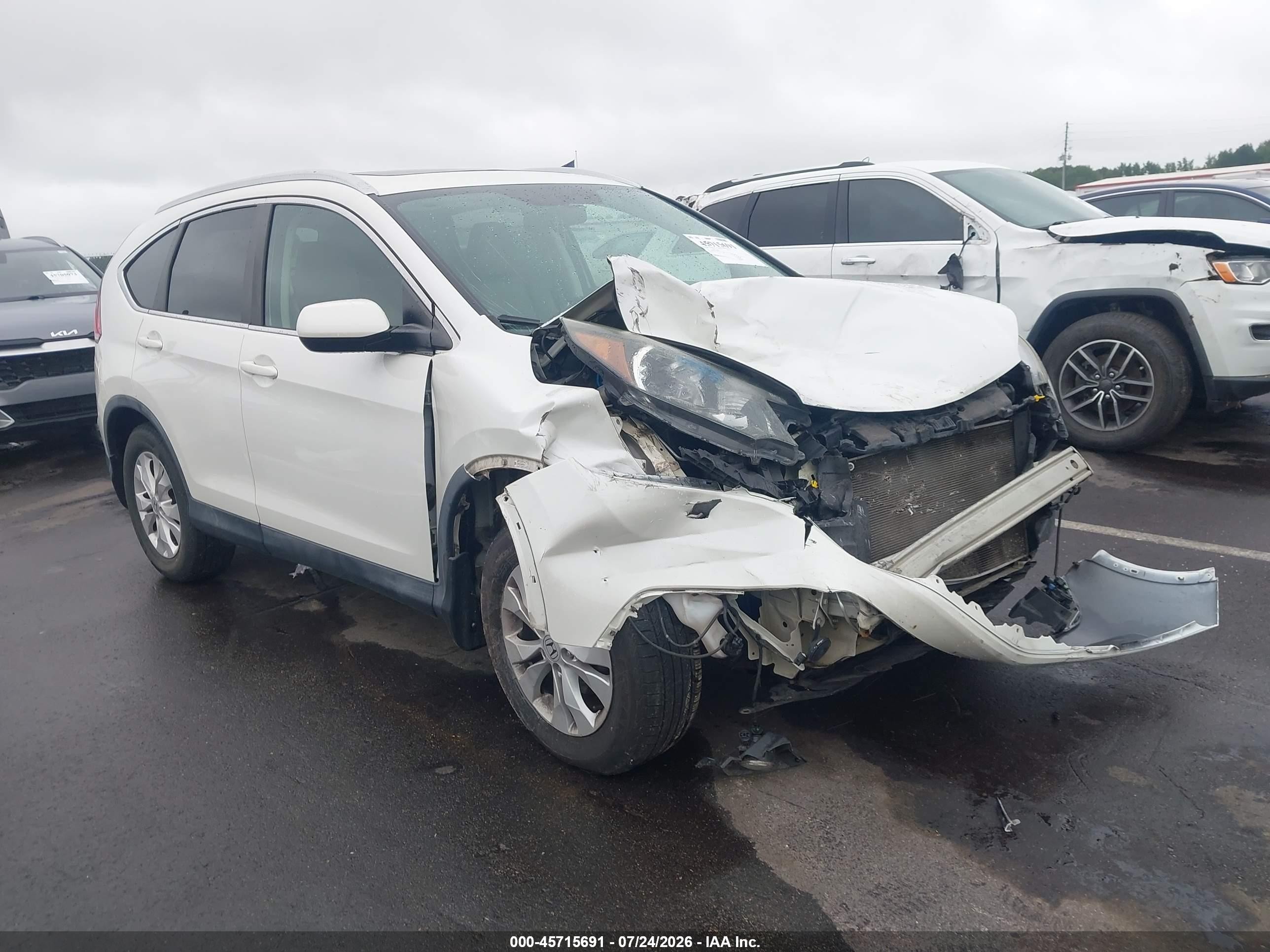2013 Honda Cr-v Ex-l White vin: 5J6RM4H76DL022944