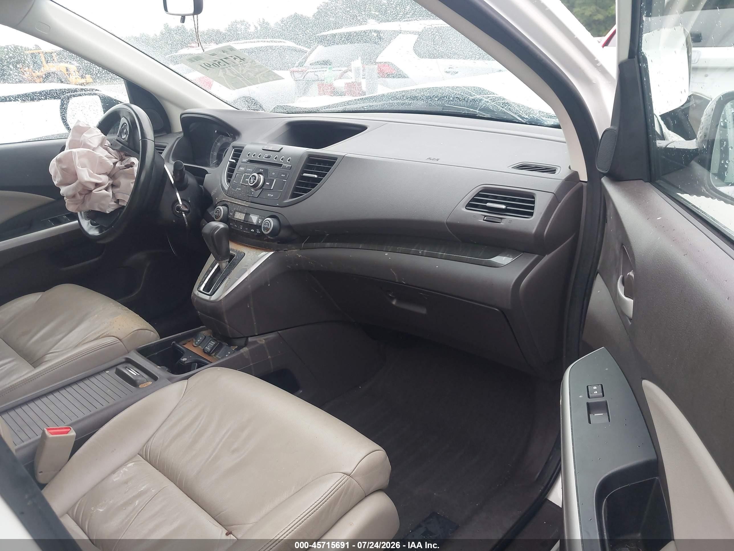 2013 Honda Cr-v Ex-l White vin: 5J6RM4H76DL022944