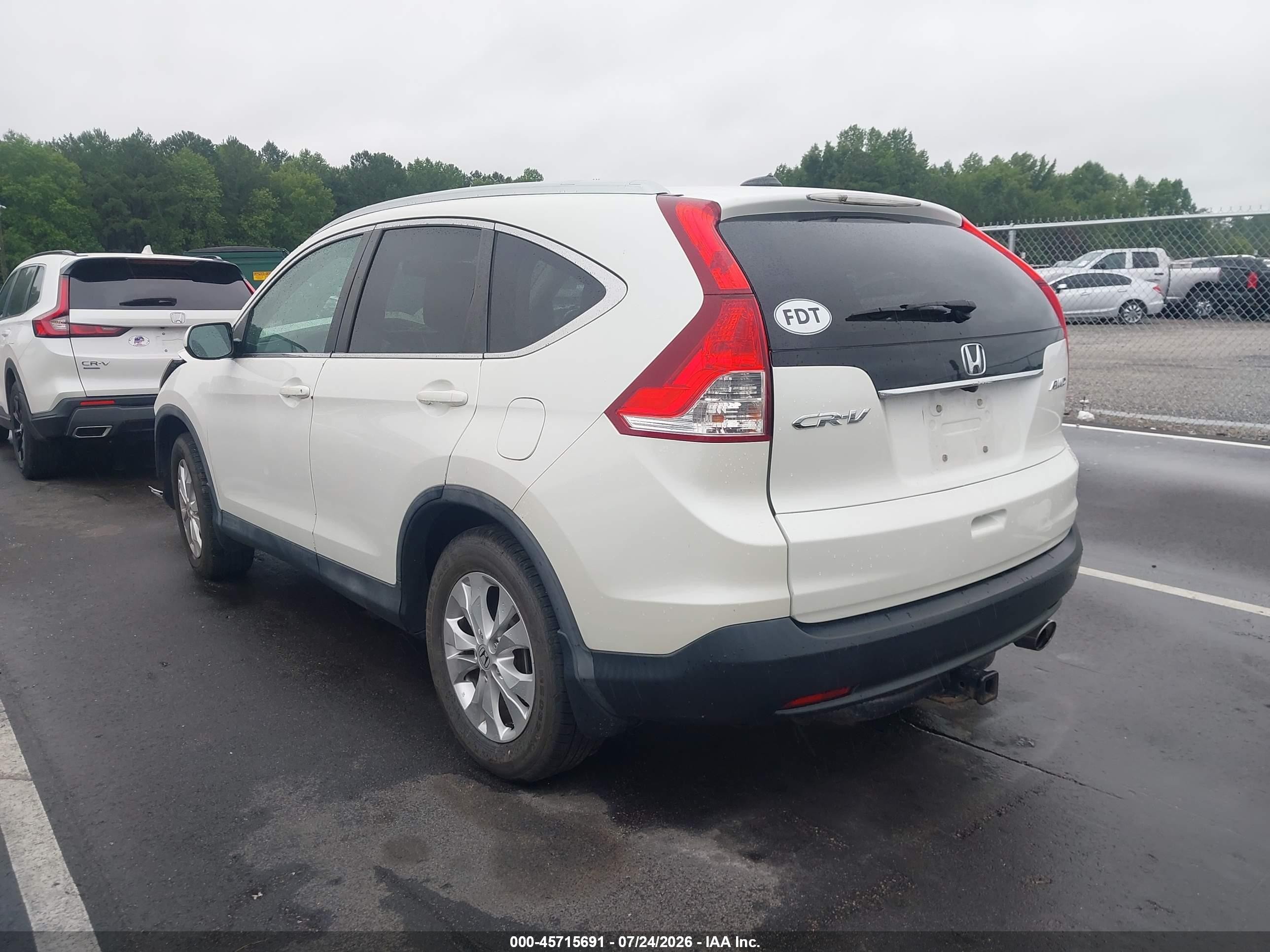 2013 Honda Cr-v Ex-l White vin: 5J6RM4H76DL022944
