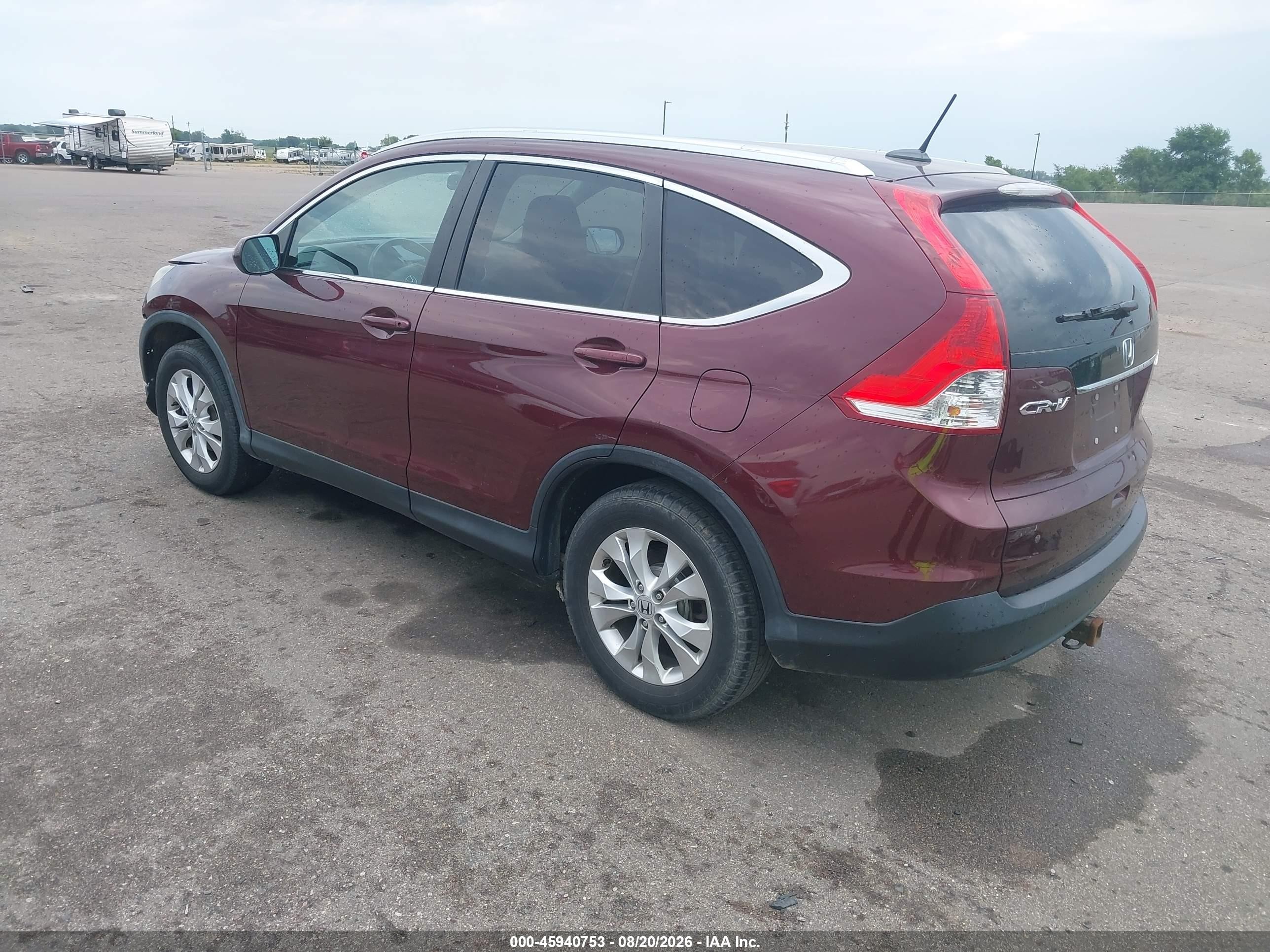 2013 Honda Cr-v Ex-l Burgundy vin: 5J6RM4H76DL032194