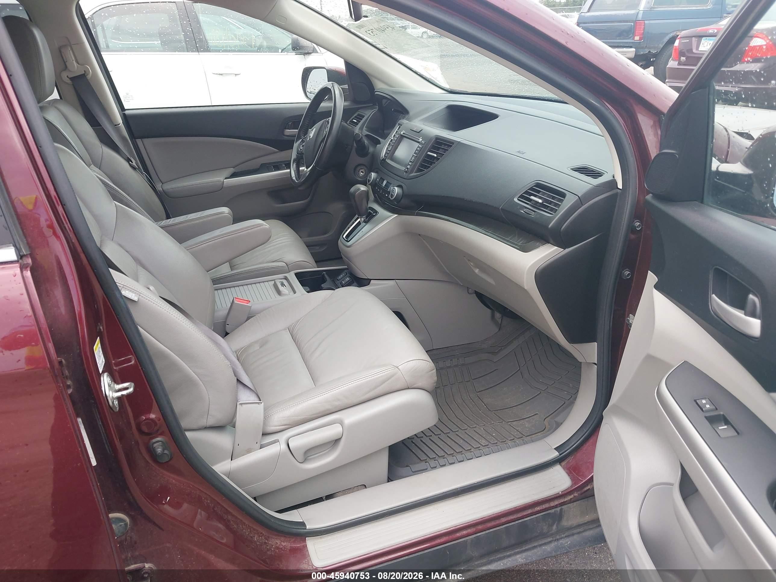2013 Honda Cr-v Ex-l Burgundy vin: 5J6RM4H76DL032194