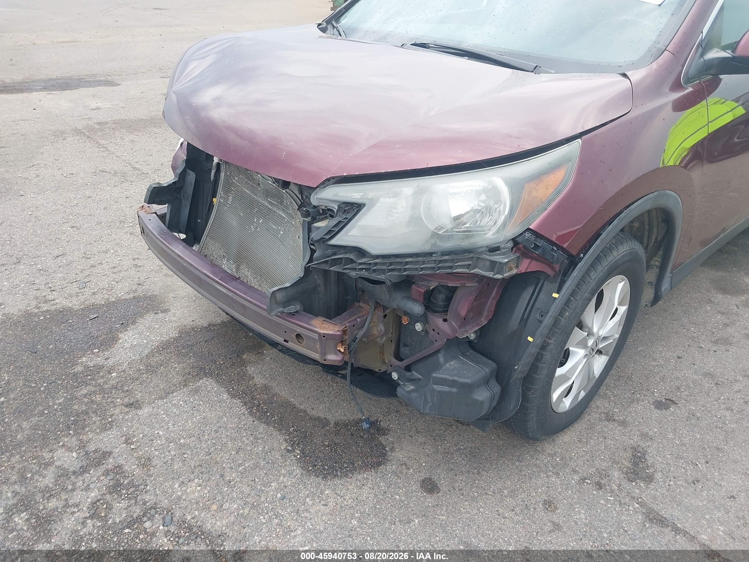 2013 Honda Cr-v Ex-l Burgundy vin: 5J6RM4H76DL032194