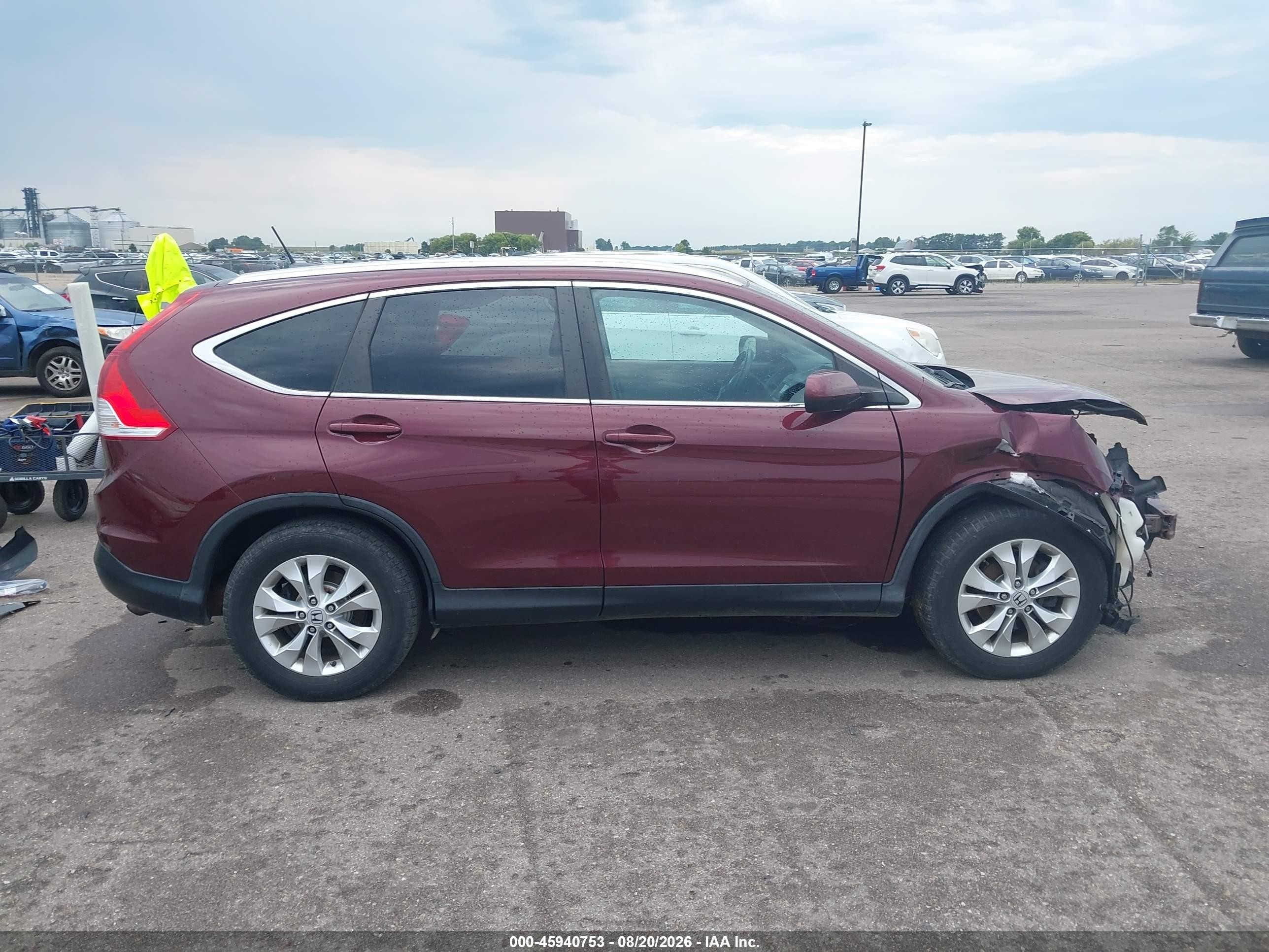 2013 Honda Cr-v Ex-l Burgundy vin: 5J6RM4H76DL032194