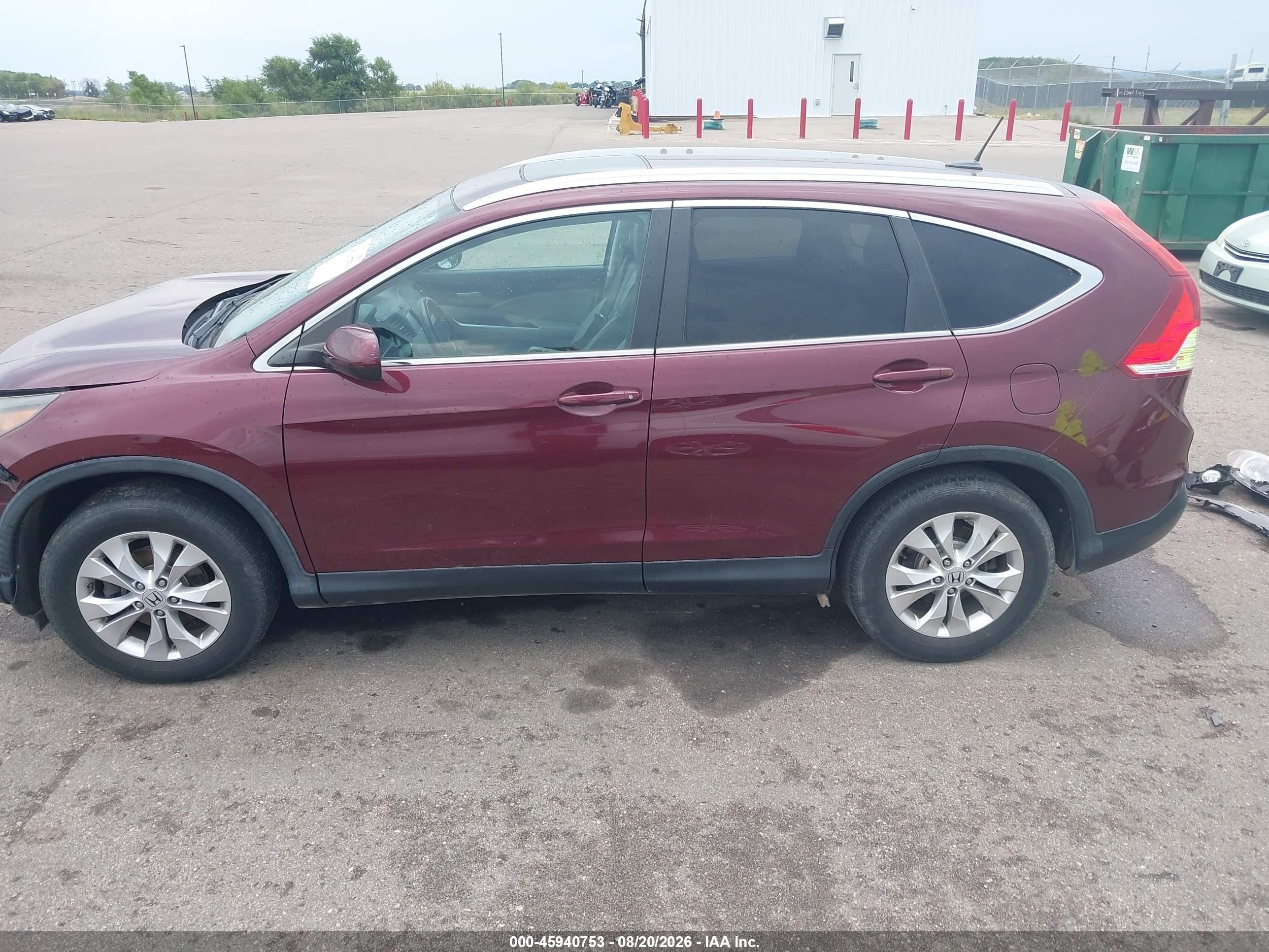 2013 Honda Cr-v Ex-l Burgundy vin: 5J6RM4H76DL032194