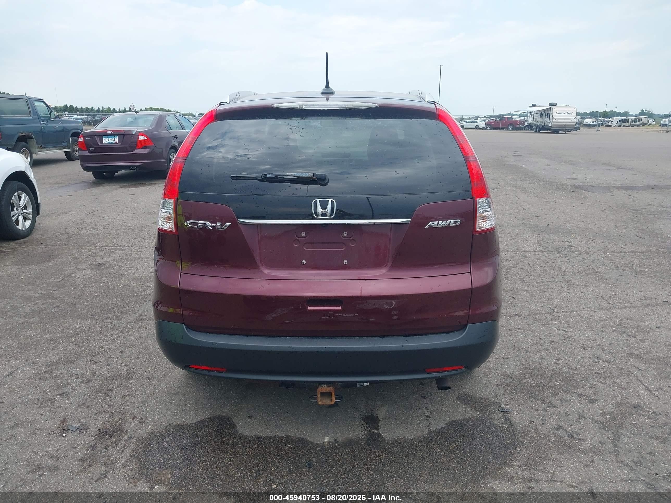 2013 Honda Cr-v Ex-l Burgundy vin: 5J6RM4H76DL032194