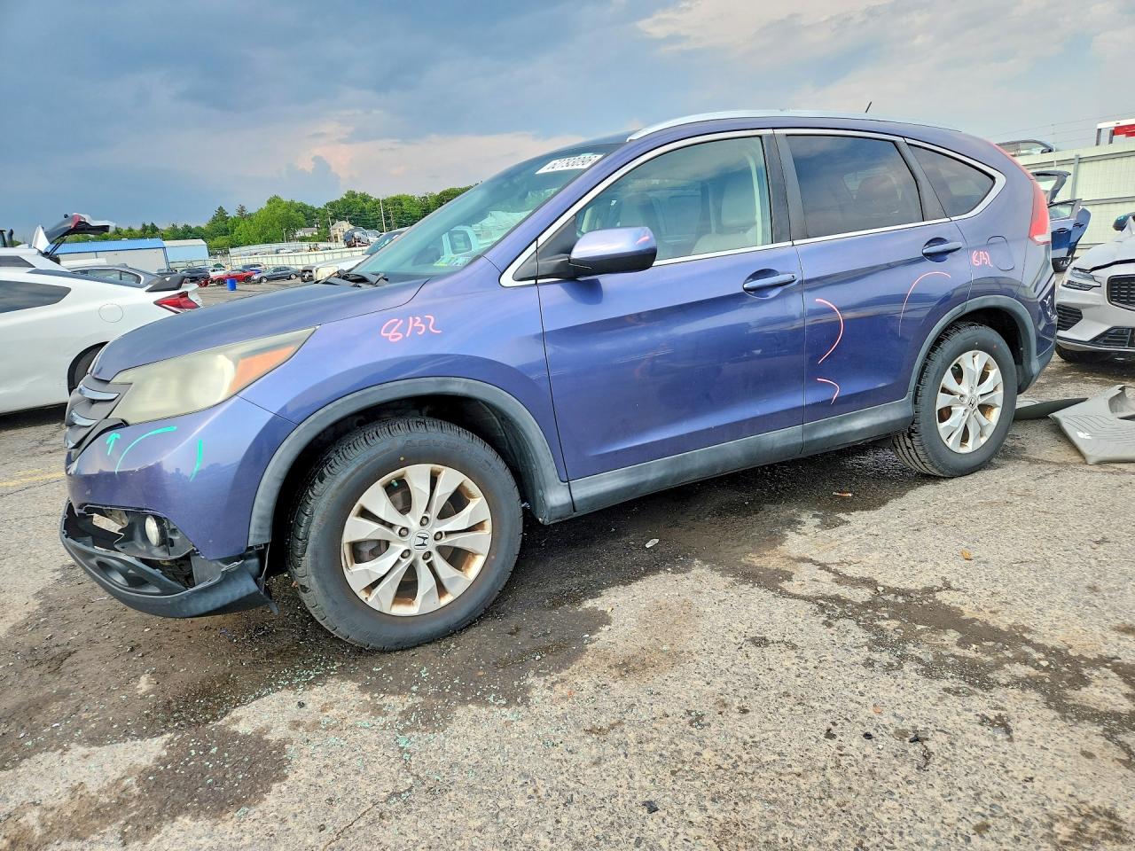 2013 Honda Cr-v Exl Blue vin: 5J6RM4H76DL057001
