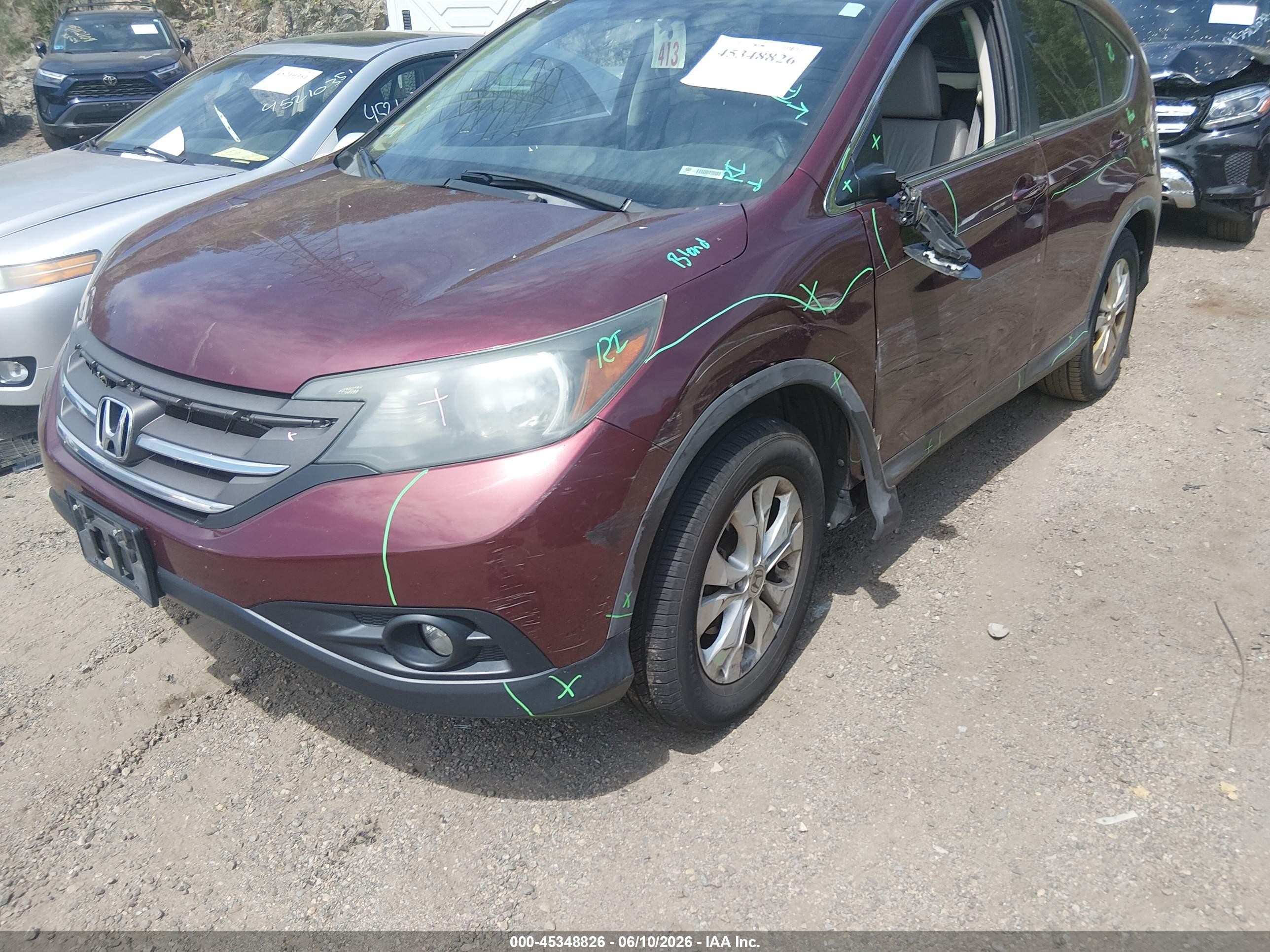 2013 Honda Cr-v Ex-l Maroon vin: 5J6RM4H76DL066264