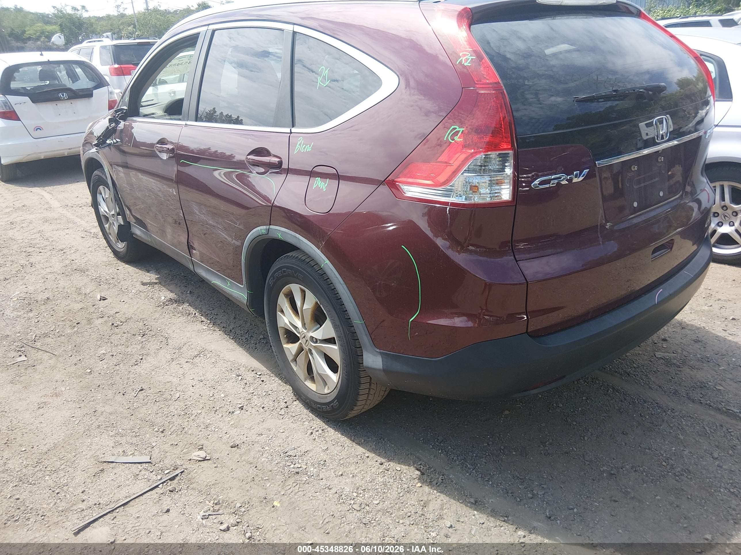 2013 Honda Cr-v Ex-l Maroon vin: 5J6RM4H76DL066264