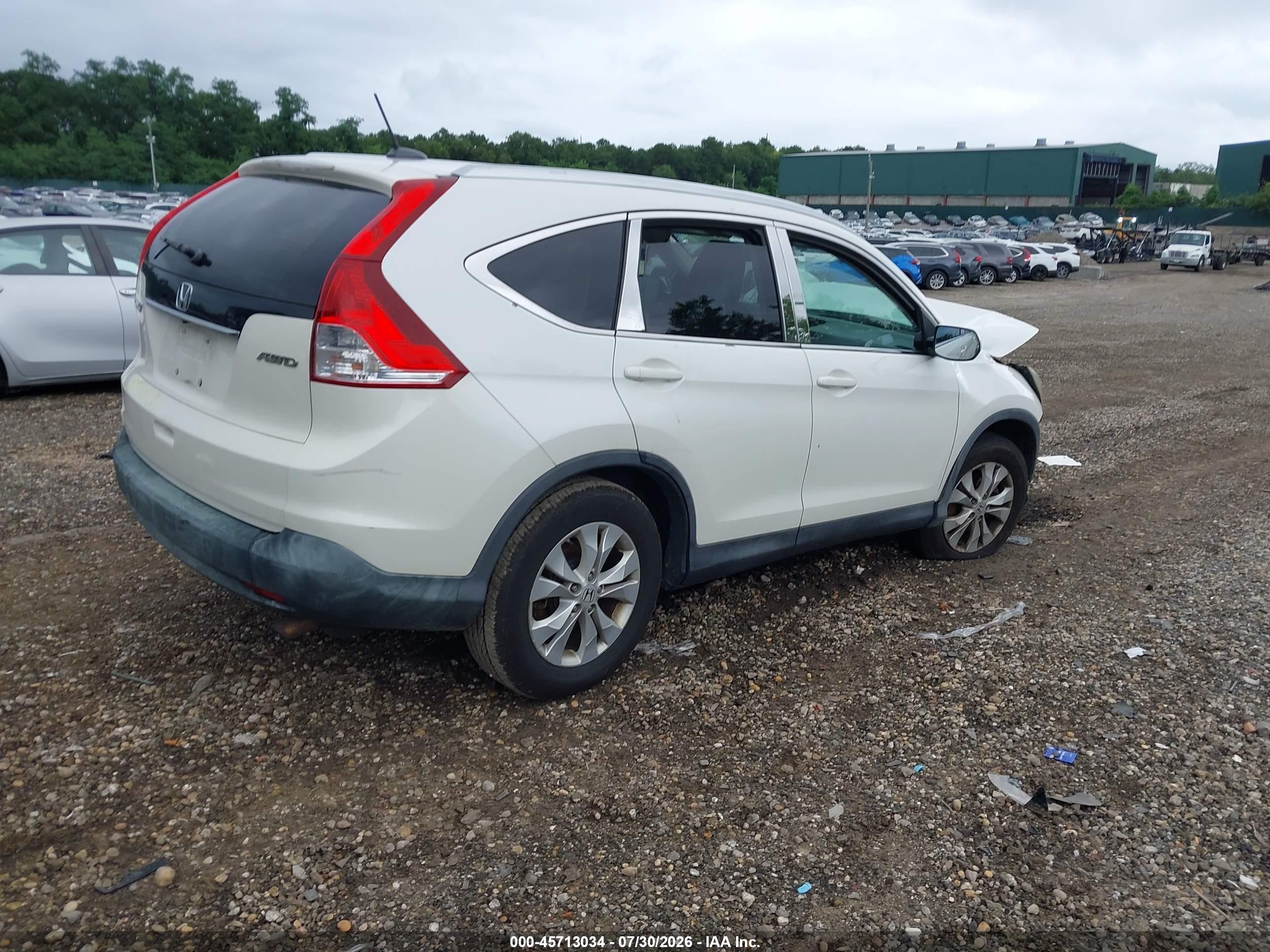 2013 Honda Cr-v Ex-l White vin: 5J6RM4H76DL067611