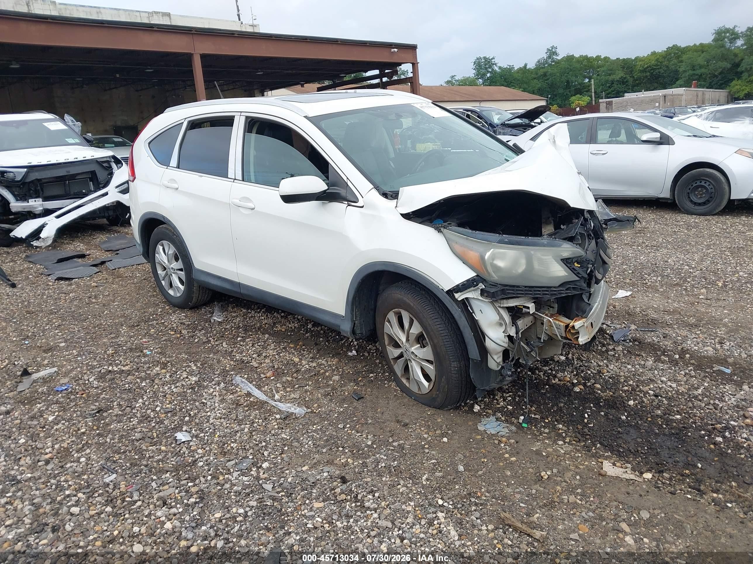 2013 Honda Cr-v Ex-l White vin: 5J6RM4H76DL067611