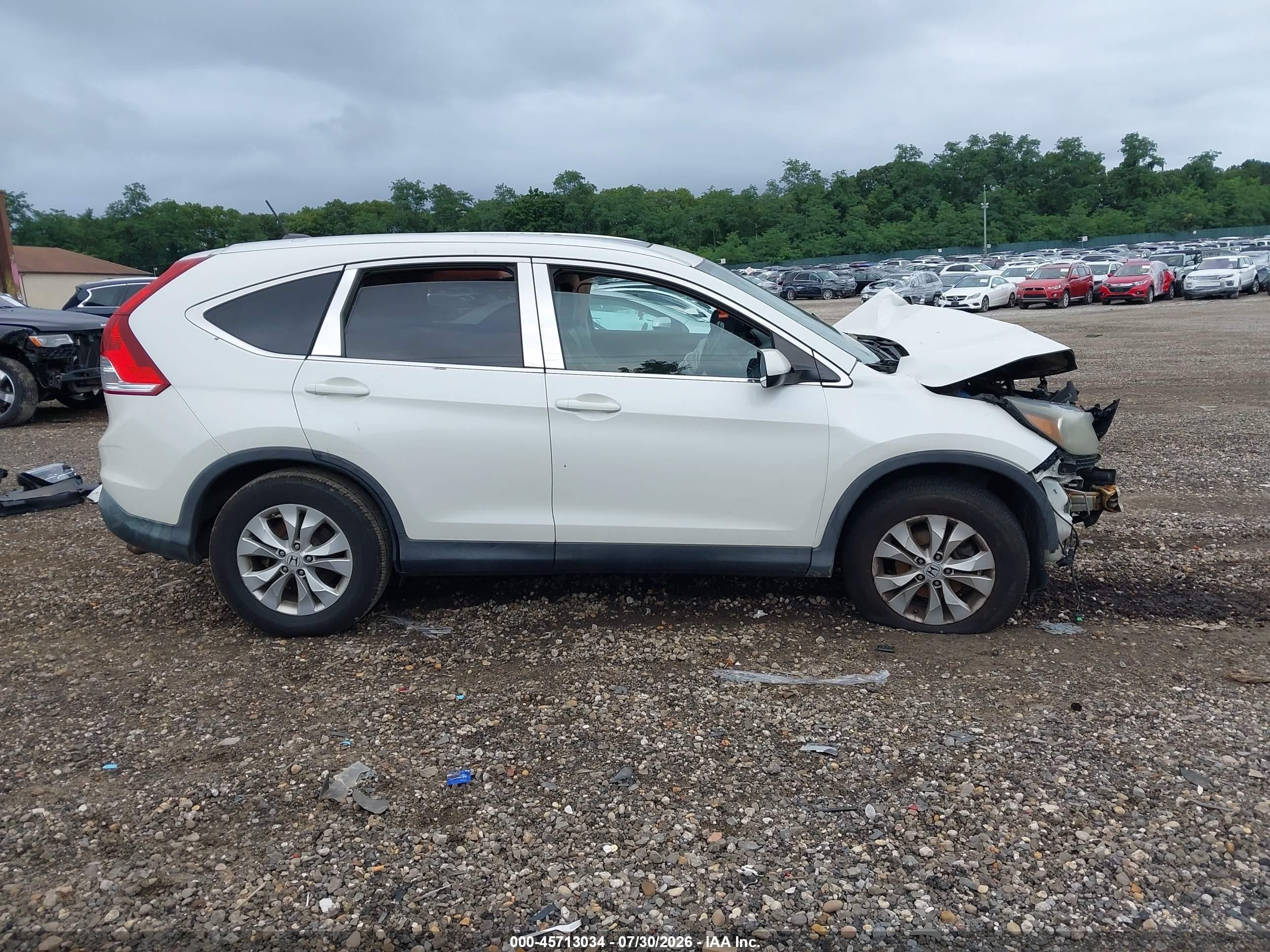 2013 Honda Cr-v Ex-l White vin: 5J6RM4H76DL067611