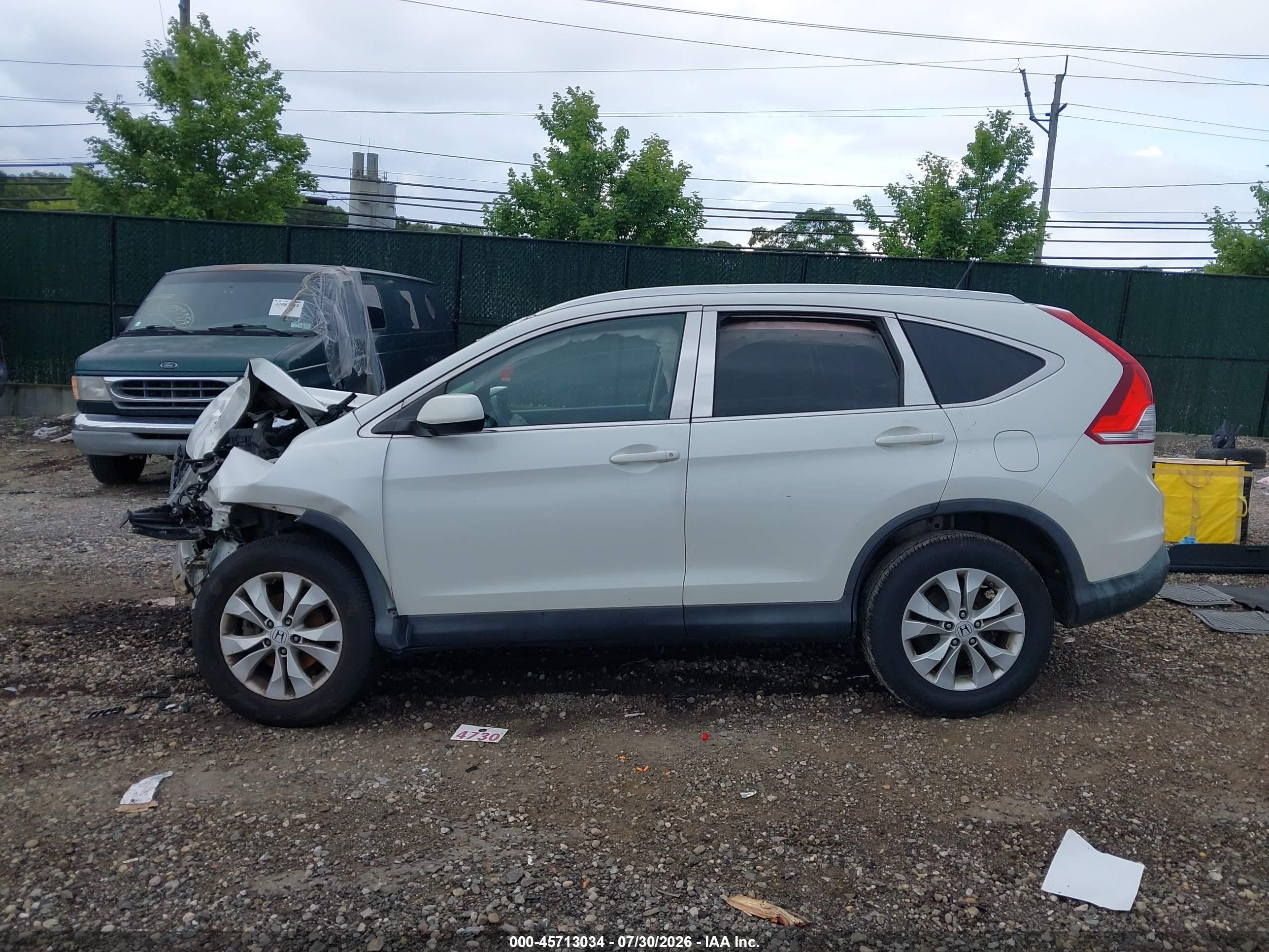 2013 Honda Cr-v Ex-l White vin: 5J6RM4H76DL067611