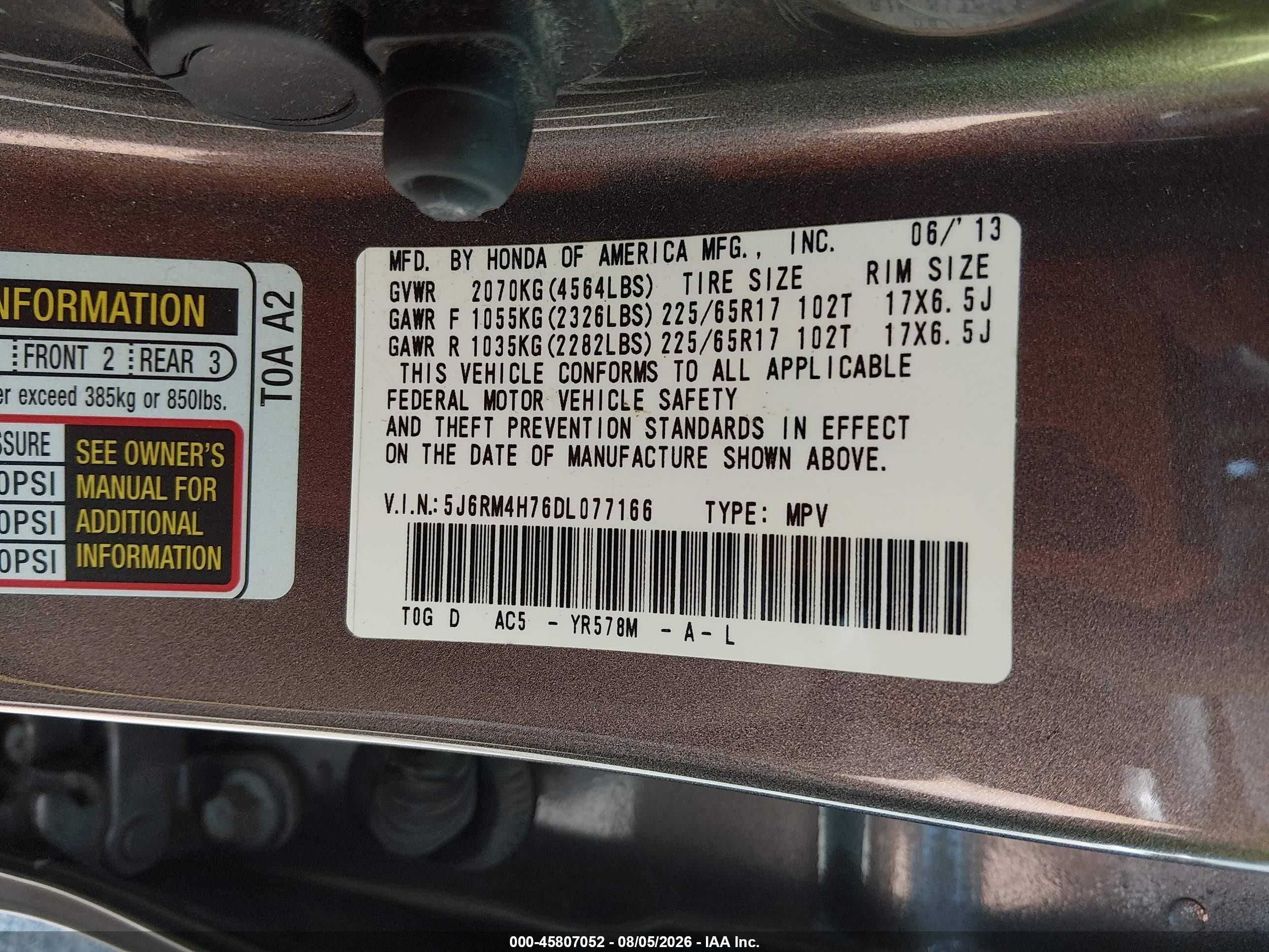 2013 Honda Cr-v Ex-l Серый vin: 5J6RM4H76DL077166